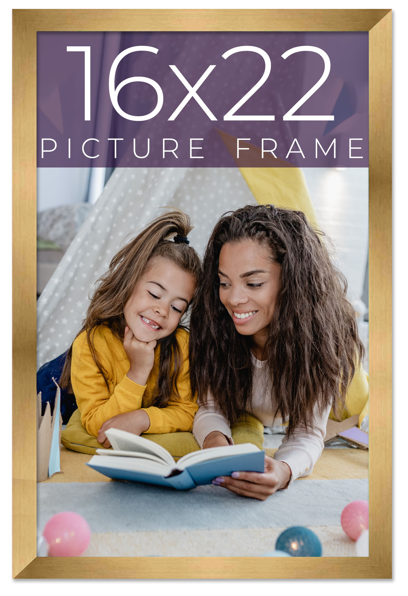 16x22 Frame Gold Bronze Solid Wood Picture Frame Width 0.75 Inches | Interior Fr main product image