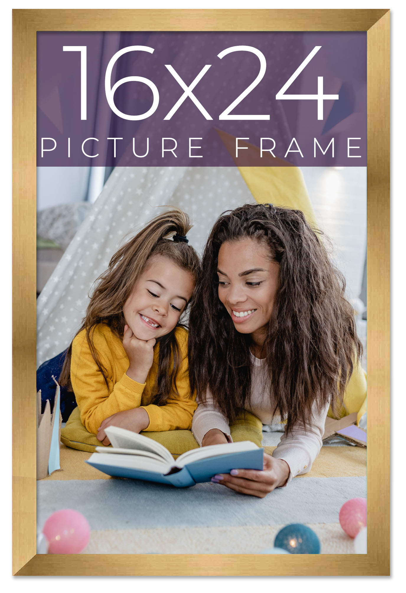 16x24 Frame Gold Bronze Solid Wood Picture Frame Width 0.75 Inches | Interior Fr