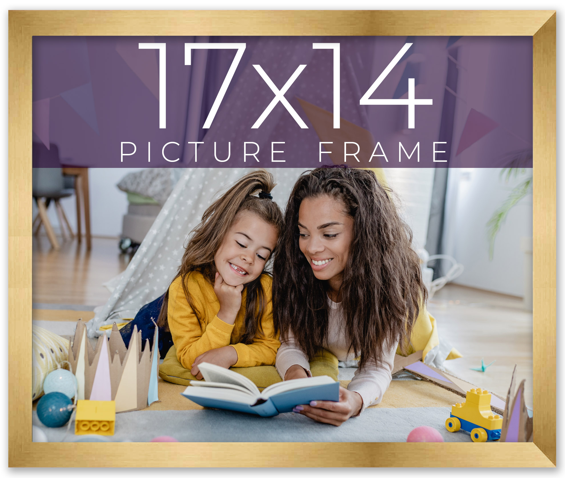 17x14 Frame Gold Bronze Solid Wood Picture Frame Width 0.75 Inches | Interior Fr main product image