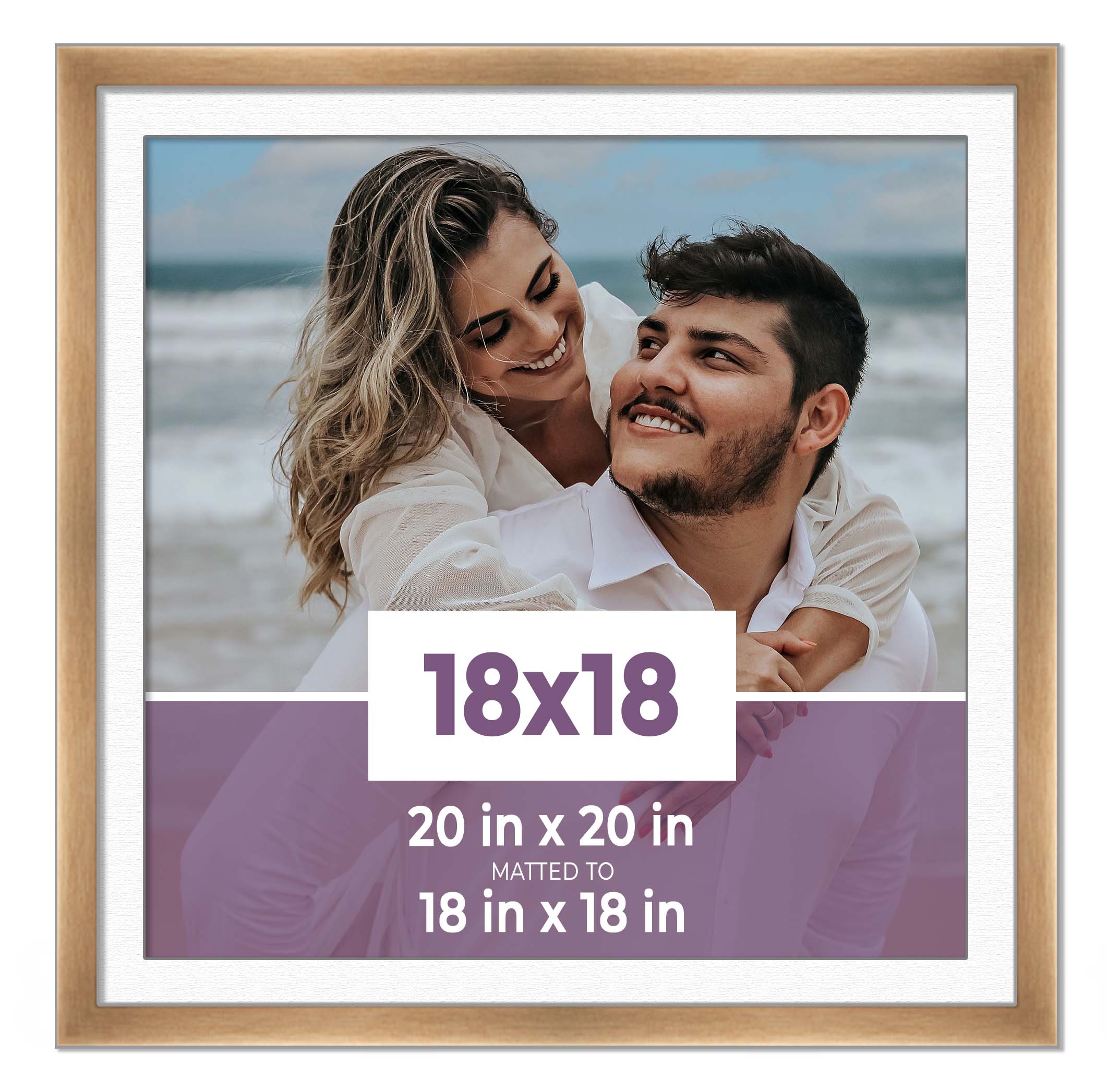 18×18 Frame Bronze With White Picture Mat For 18×18 Photo – Bronze 20×20 Frame T
