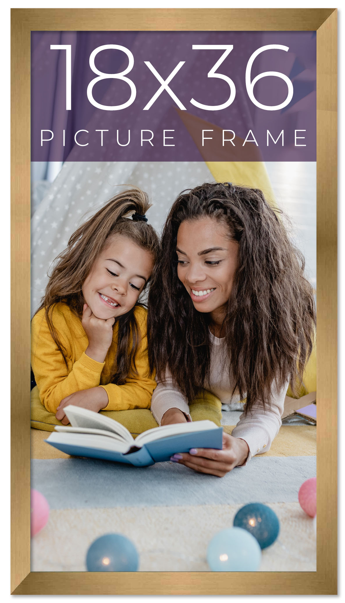 18x36 Frame Gold Bronze Solid Wood Picture Frame Width 0.75 Inches | Interior Fr main product image
