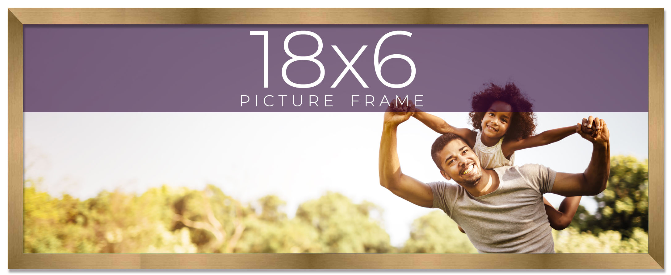 18x6 Frame Gold Bronze Solid Wood Picture Frame Width 0.75 Inches | Interior Fra main product image