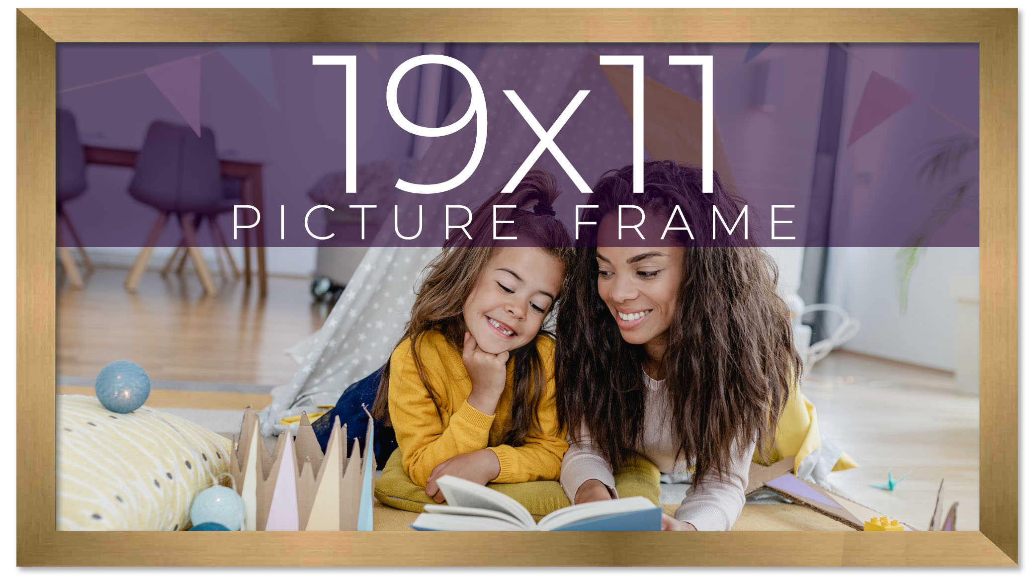 19x11 Frame Gold Bronze Solid Wood Picture Frame Width 0.75 Inches | Interior Fr main product image