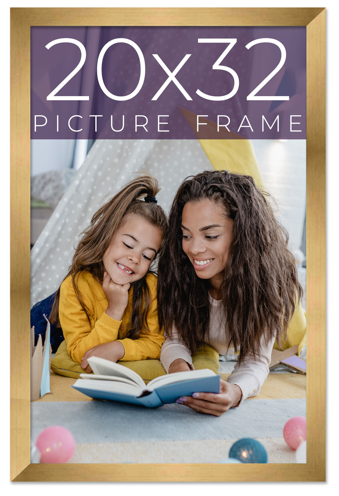 20x32 Frame Gold Bronze Solid Wood Picture Frame Width 0.75 Inches | Interior Fr main product image