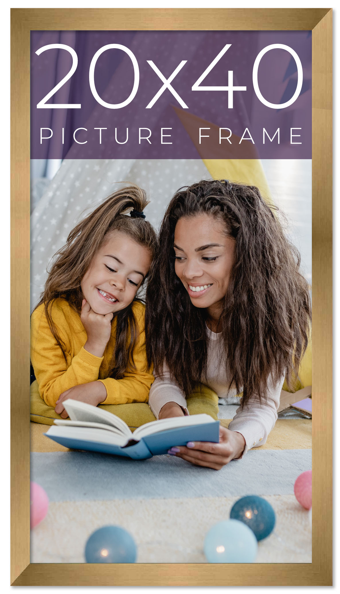 20x40 Frame Gold Bronze Solid Wood Picture Frame Width 0.75 Inches | Interior Fr main product image