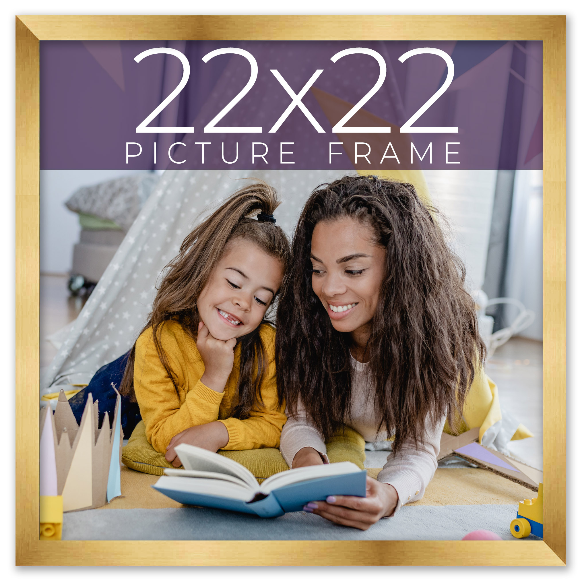 22x22 Frame Gold Bronze Solid Wood Picture Frame Width 0.75 Inches | Interior Fr main product image