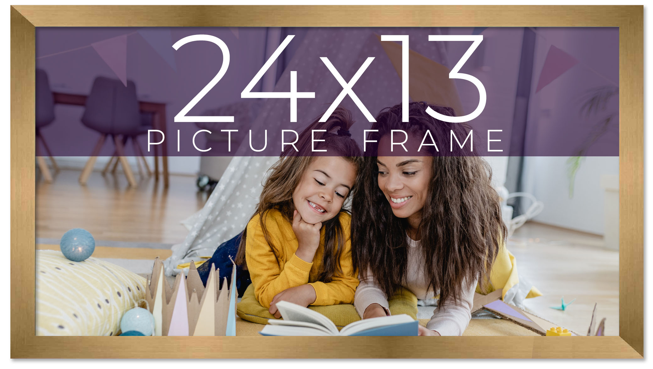 24x13 Frame Gold Bronze Solid Wood Picture Frame Width 0.75 Inches | Interior Fr main product image