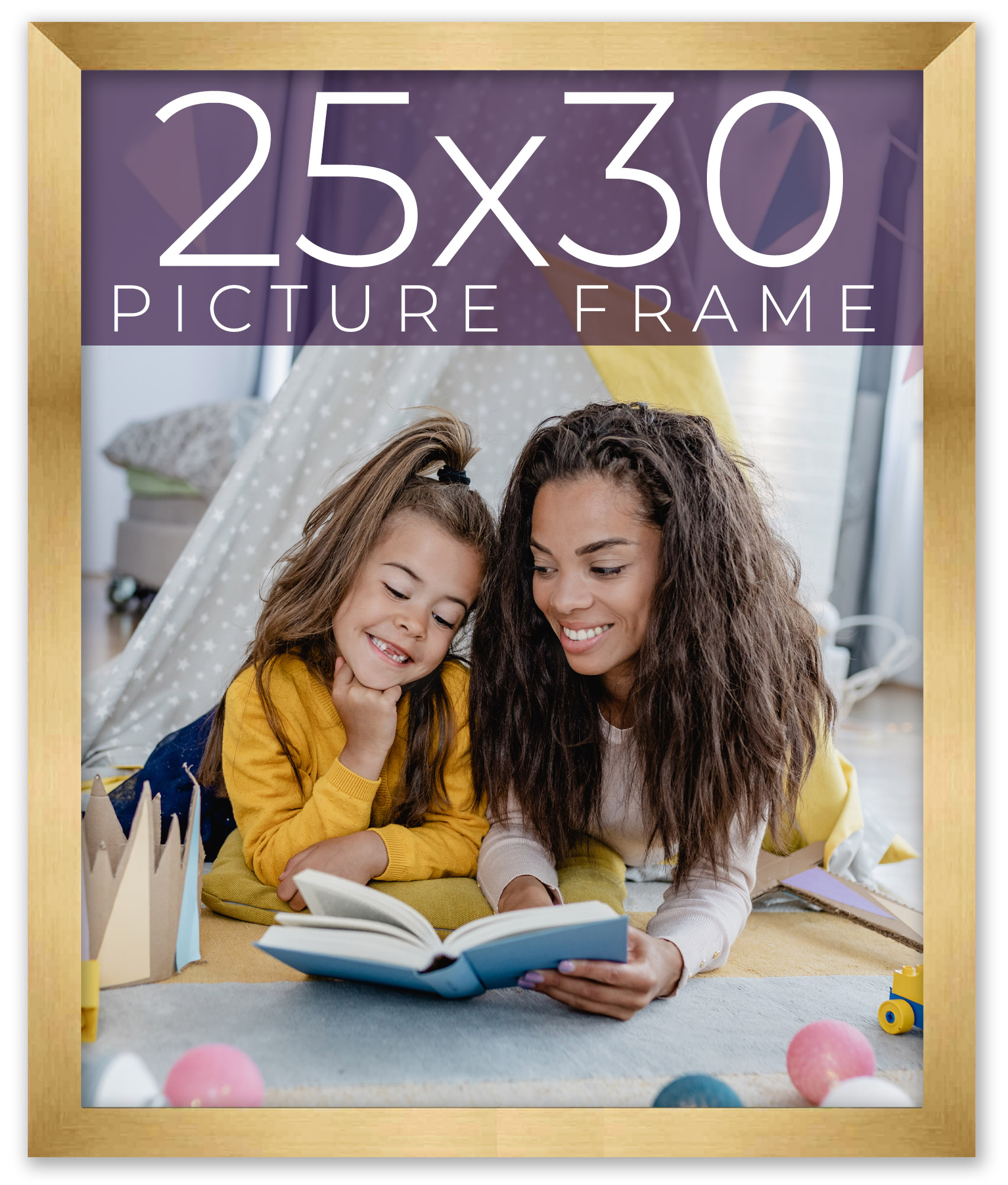 25x30 Frame Gold Bronze Solid Wood Picture Frame Width 0.75 Inches | Interior Fr main product image