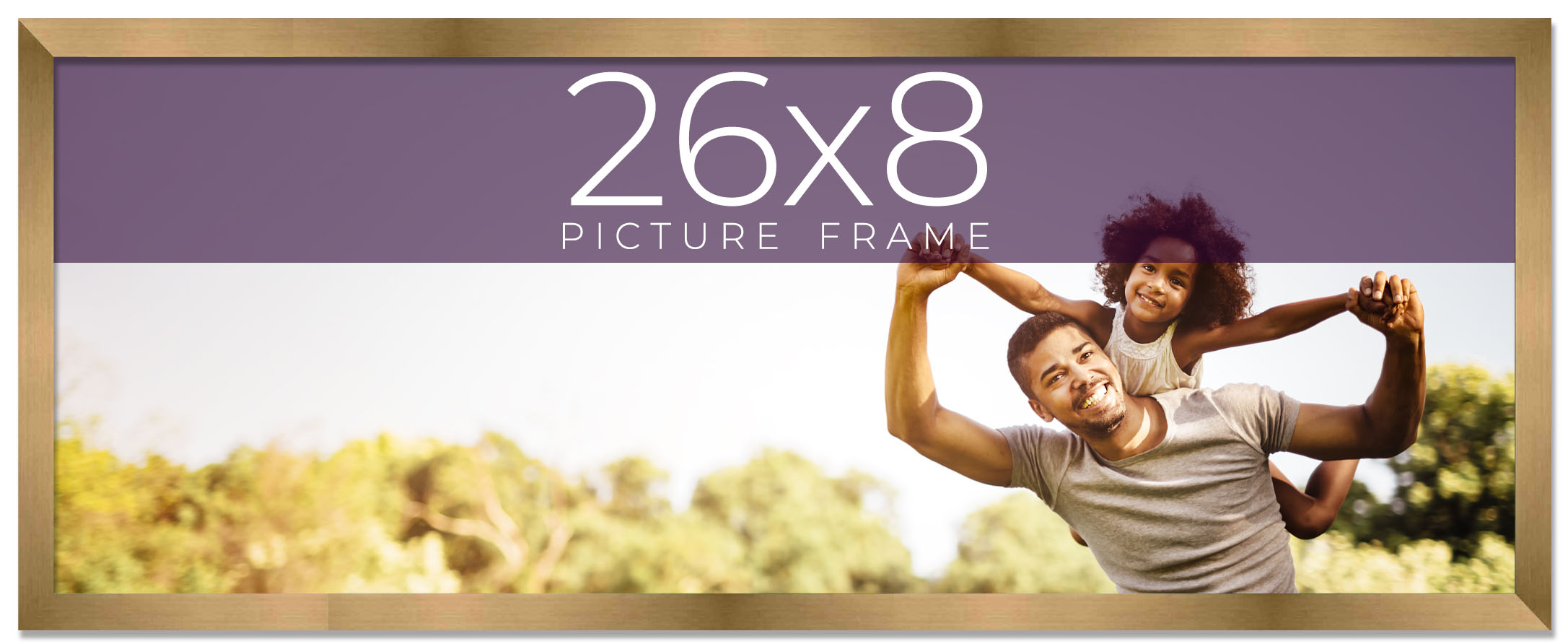 26x8 Frame Gold Bronze Solid Wood Picture Frame Width 0.75 Inches | Interior Fra main product image