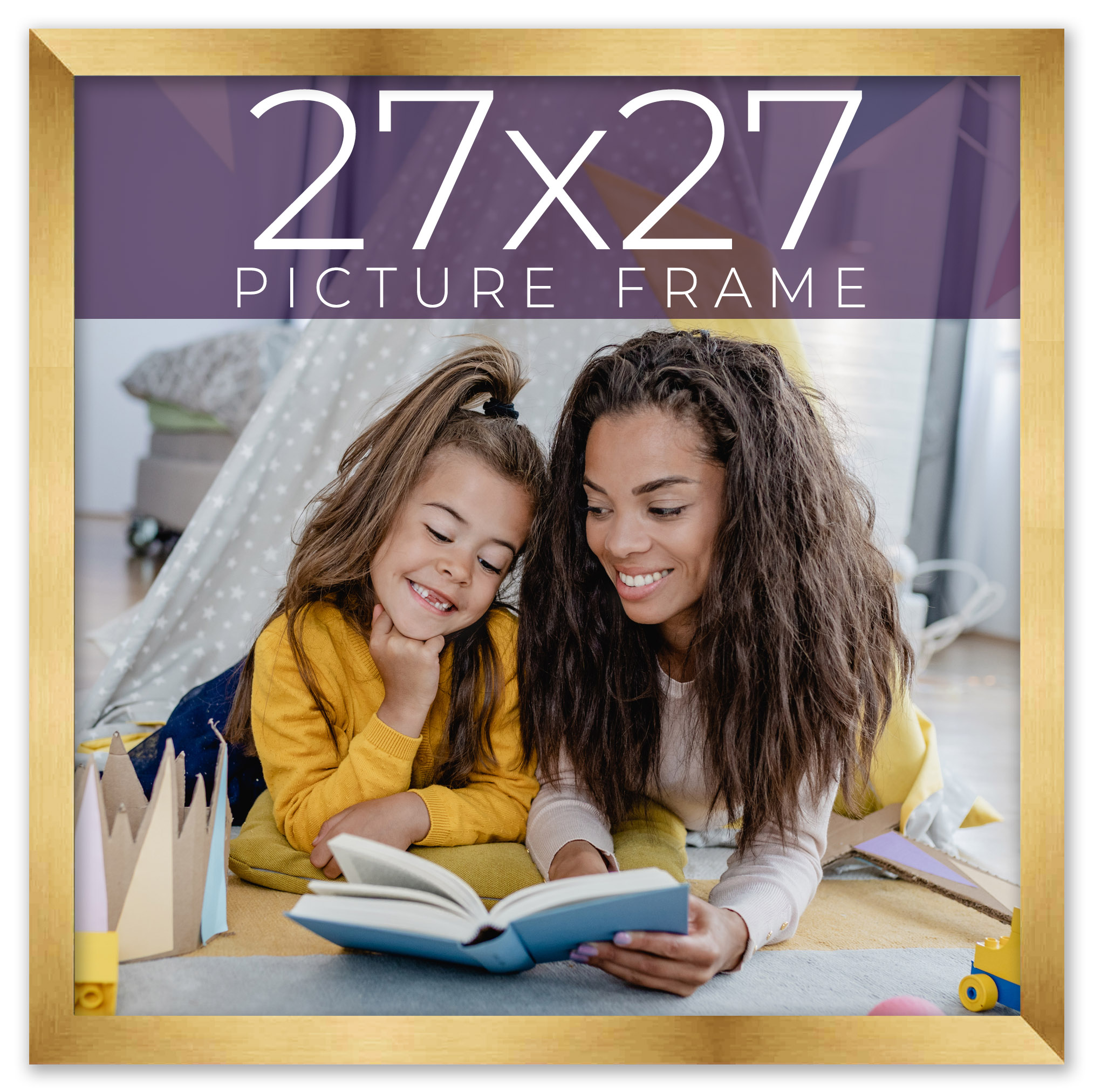 27×27 Frame Gold Bronze Solid Wood Picture Frame Width 0.75 Inches | Interior Fr