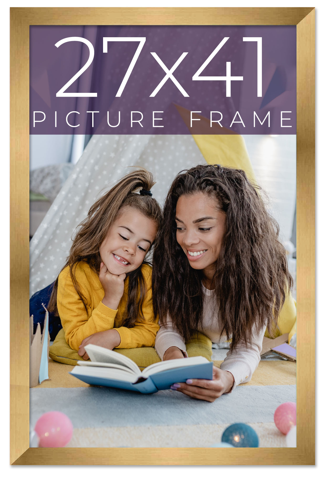 27×41 Frame Gold Bronze Solid Wood Picture Frame Width 0.75 Inches | Interior Fr