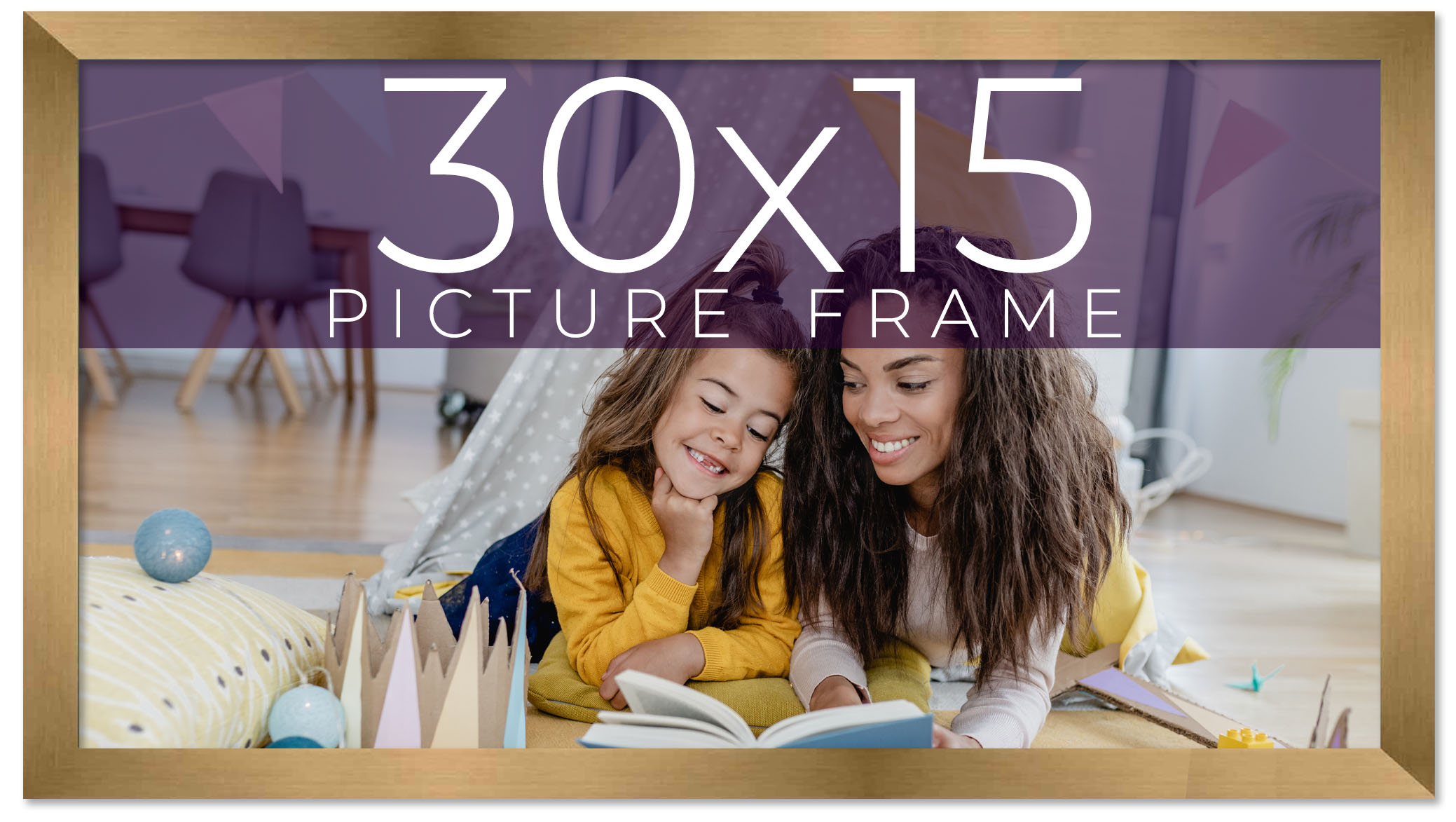 30x15 Frame Gold Bronze Solid Wood Picture Frame Width 0.75 Inches | Interior Fr main product image
