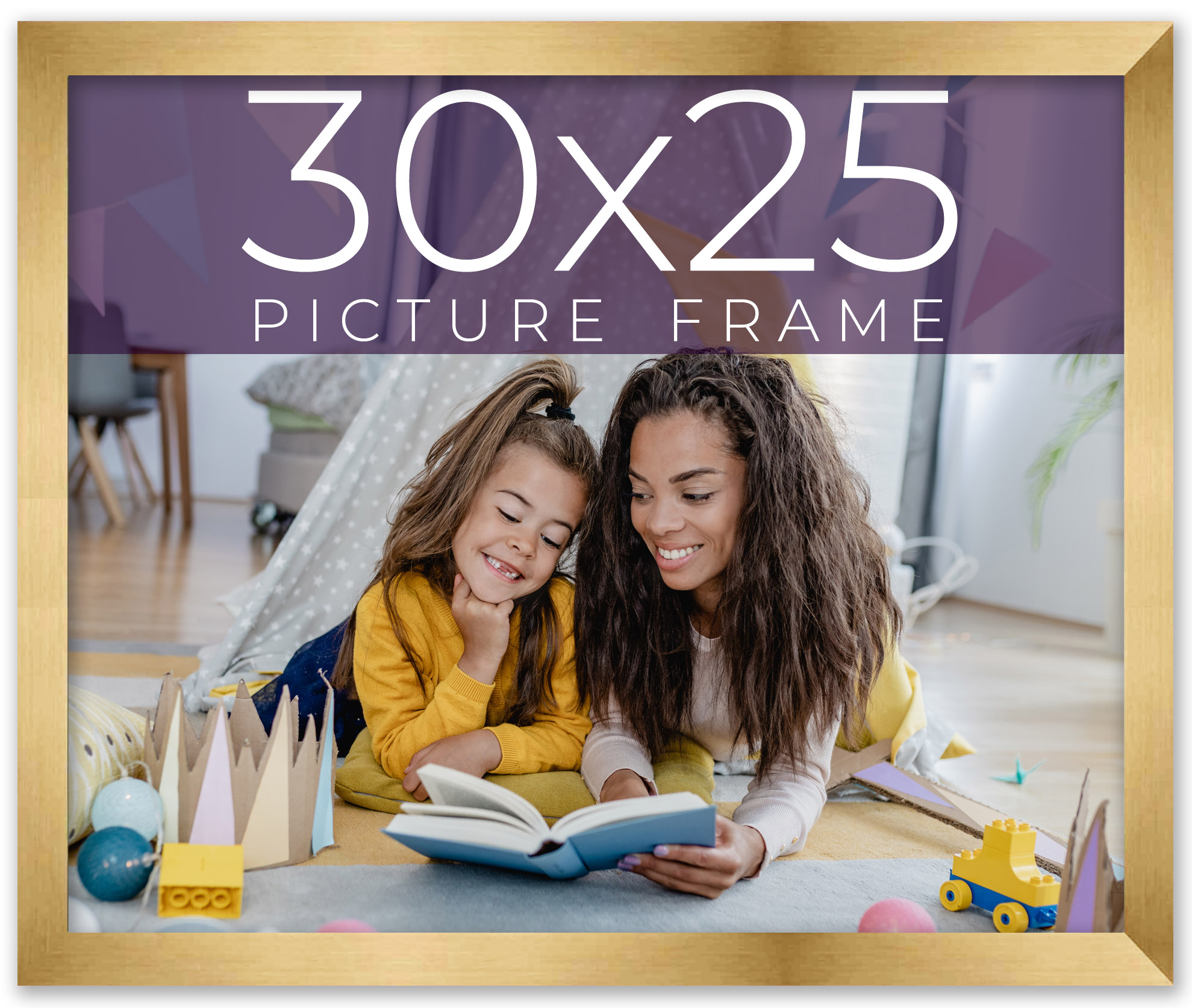 30x25 Frame Gold Bronze Solid Wood Picture Frame Width 0.75 Inches | Interior Fr main product image