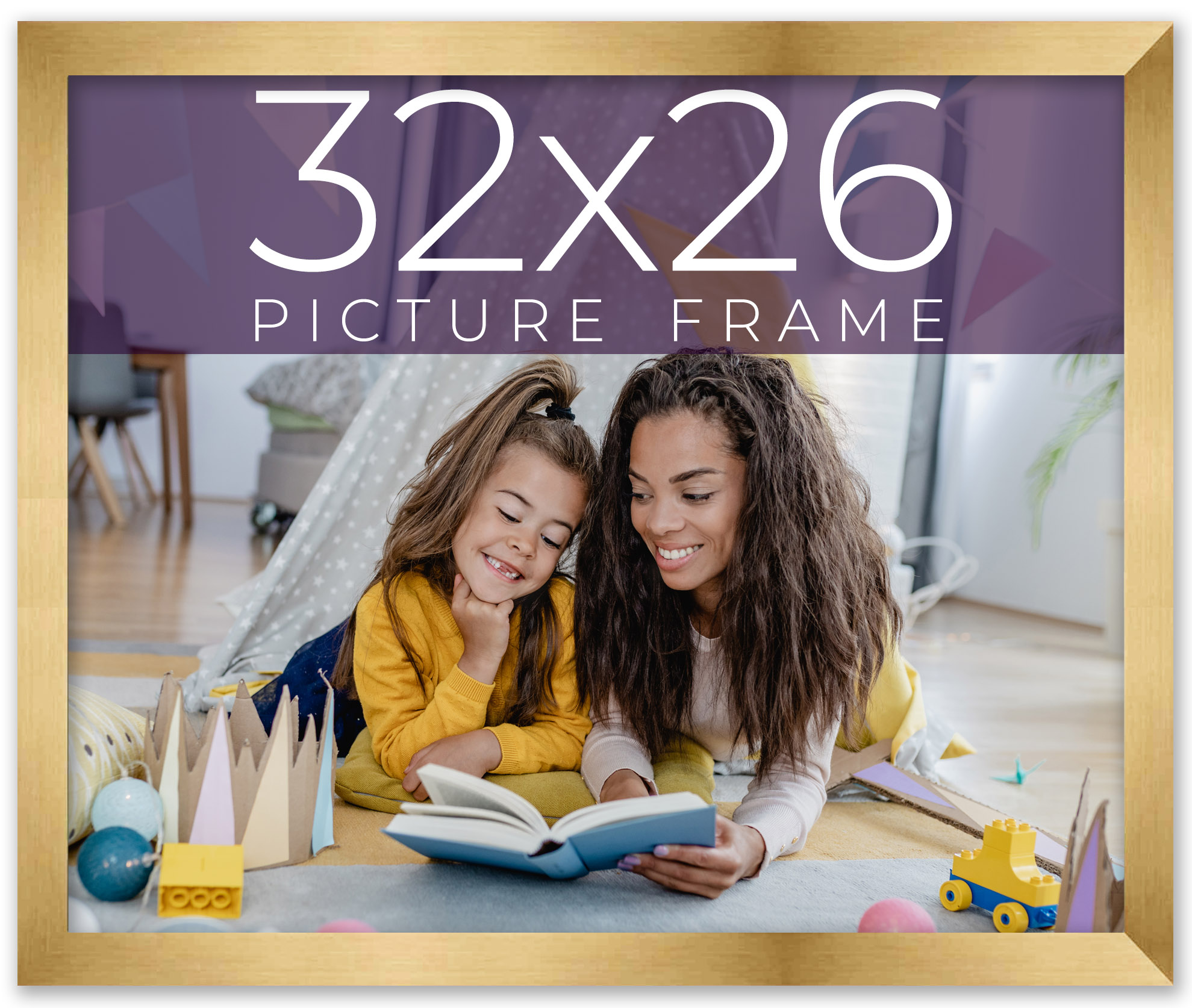 32x26 Frame Gold Bronze Solid Wood Picture Frame Width 0.75 Inches | Interior Fr main product image