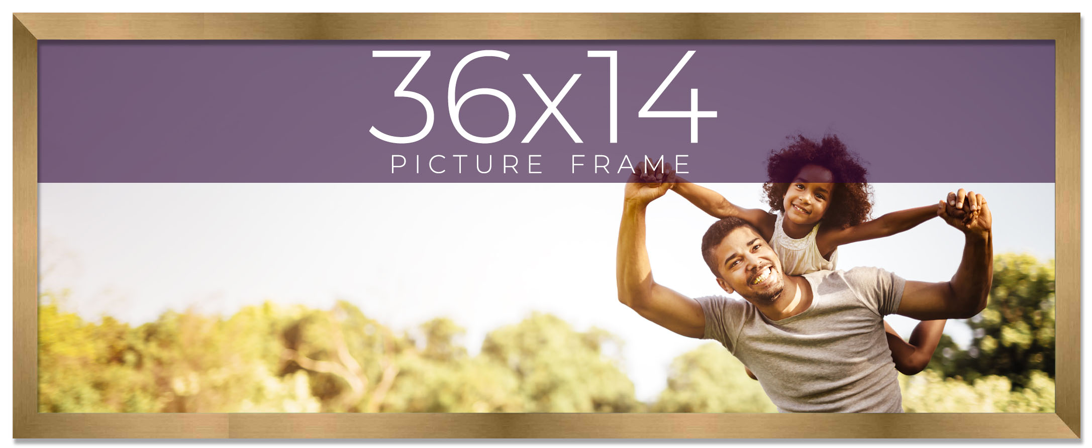 36x14 Frame Gold Bronze Solid Wood Picture Frame Width 0.75 Inches | Interior Fr main product image