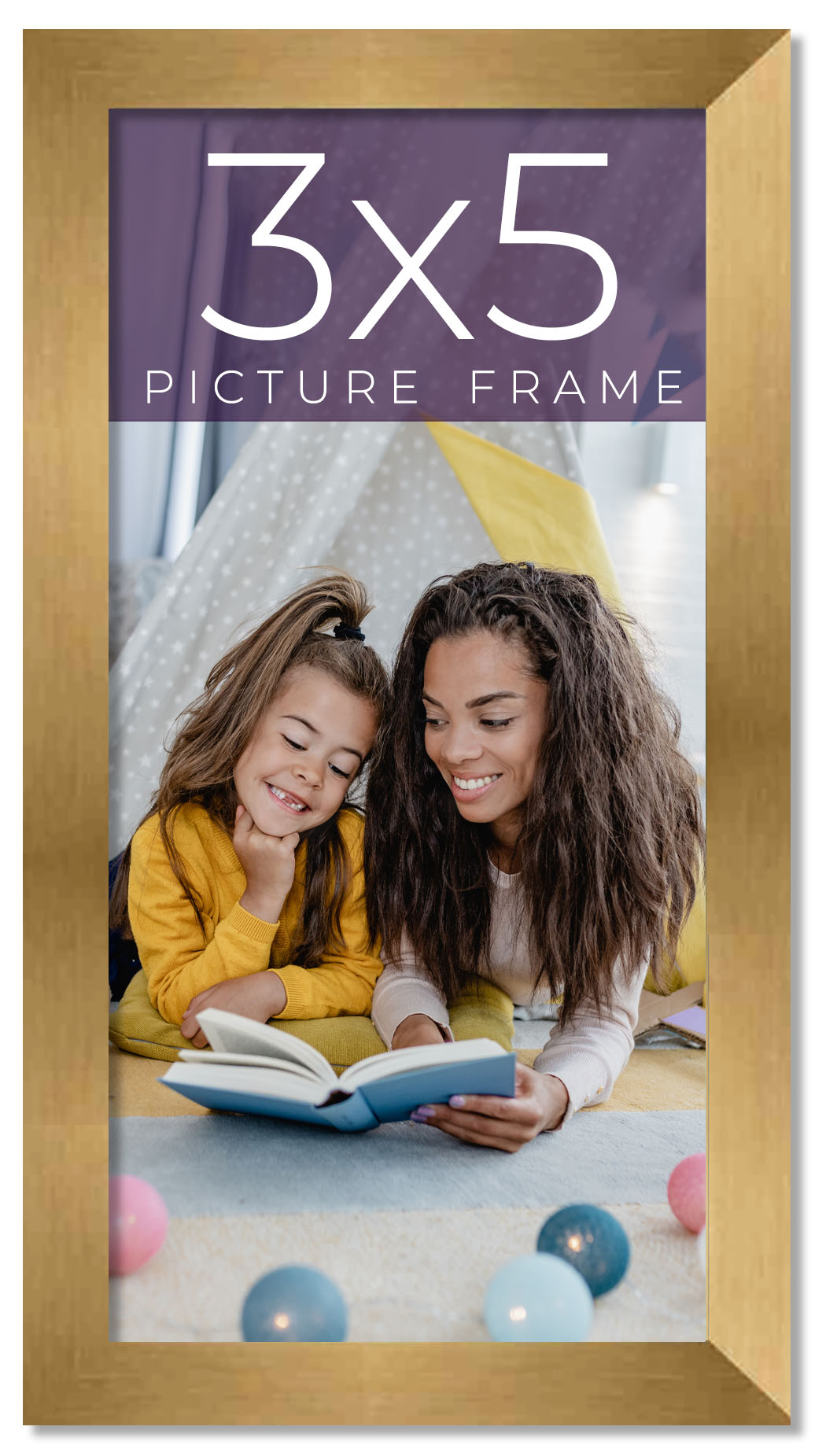 3×5 IN Frame Gold Bronze Solid Wood Picture Frame Width 0.75 Inches | Interior F