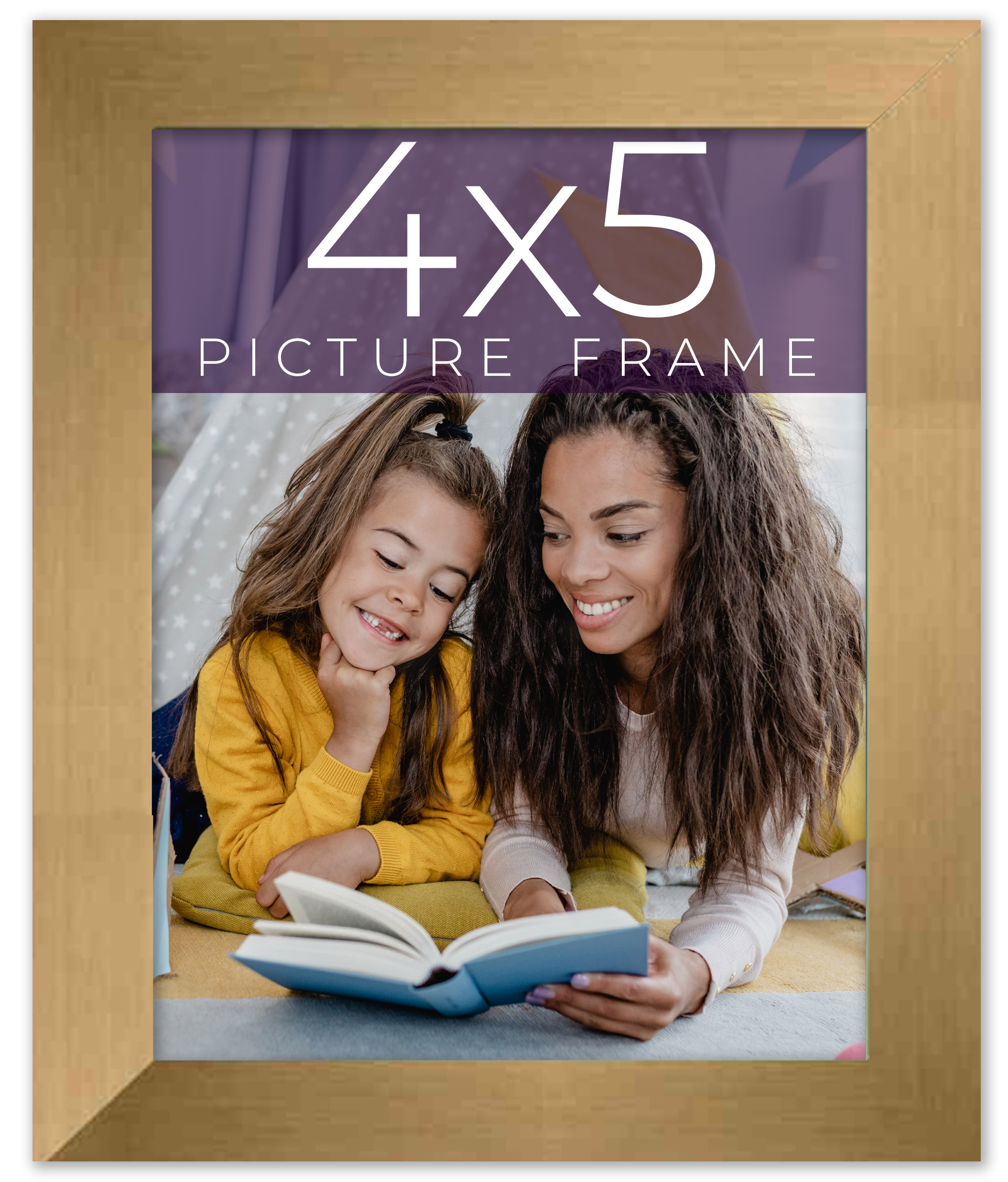 4×5 IN Frame Gold Bronze Solid Wood Picture Frame Width 0.75 Inches | Interior F