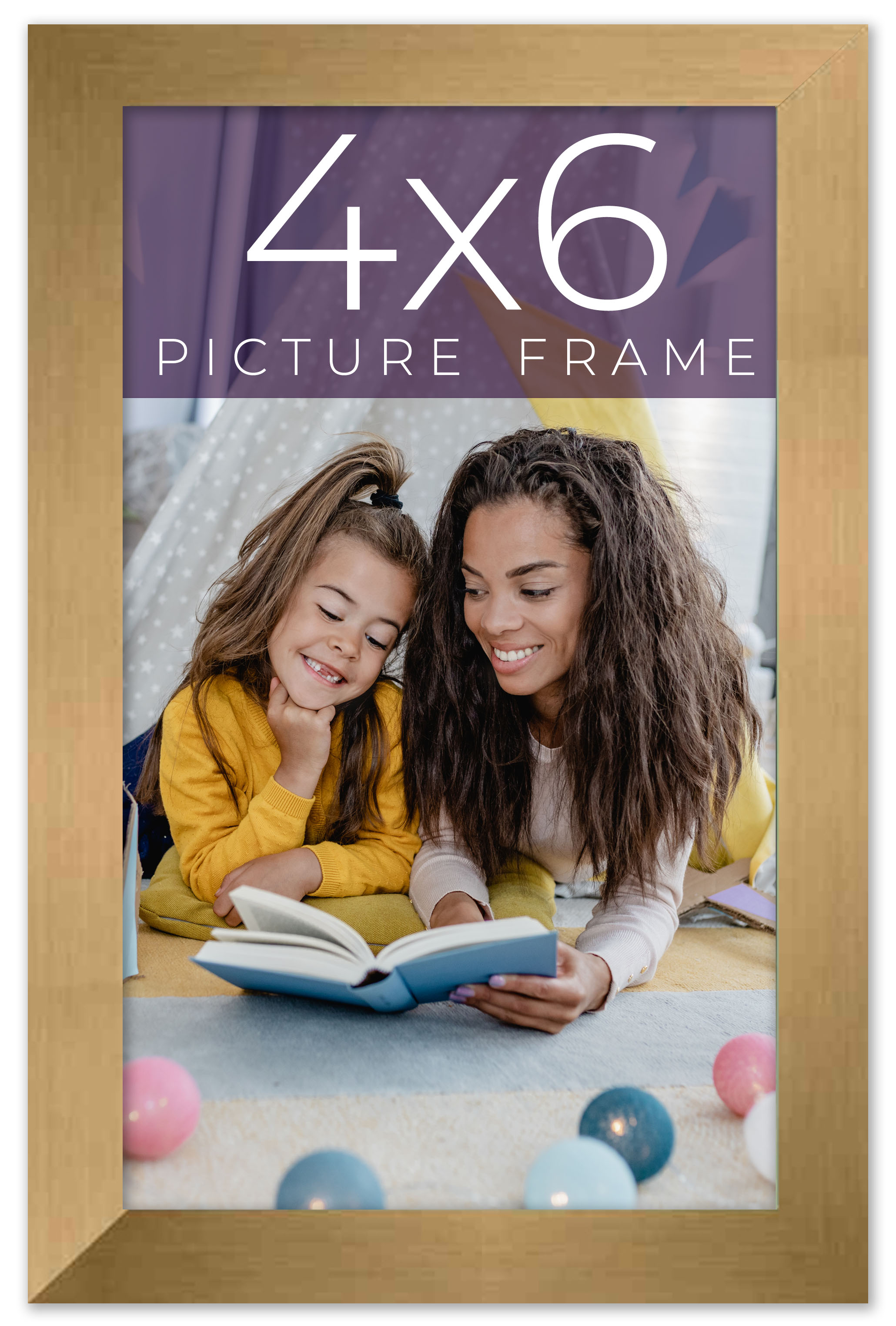 4×6 IN Frame Gold Bronze Solid Wood Picture Frame Width 0.75 Inches | Interior F