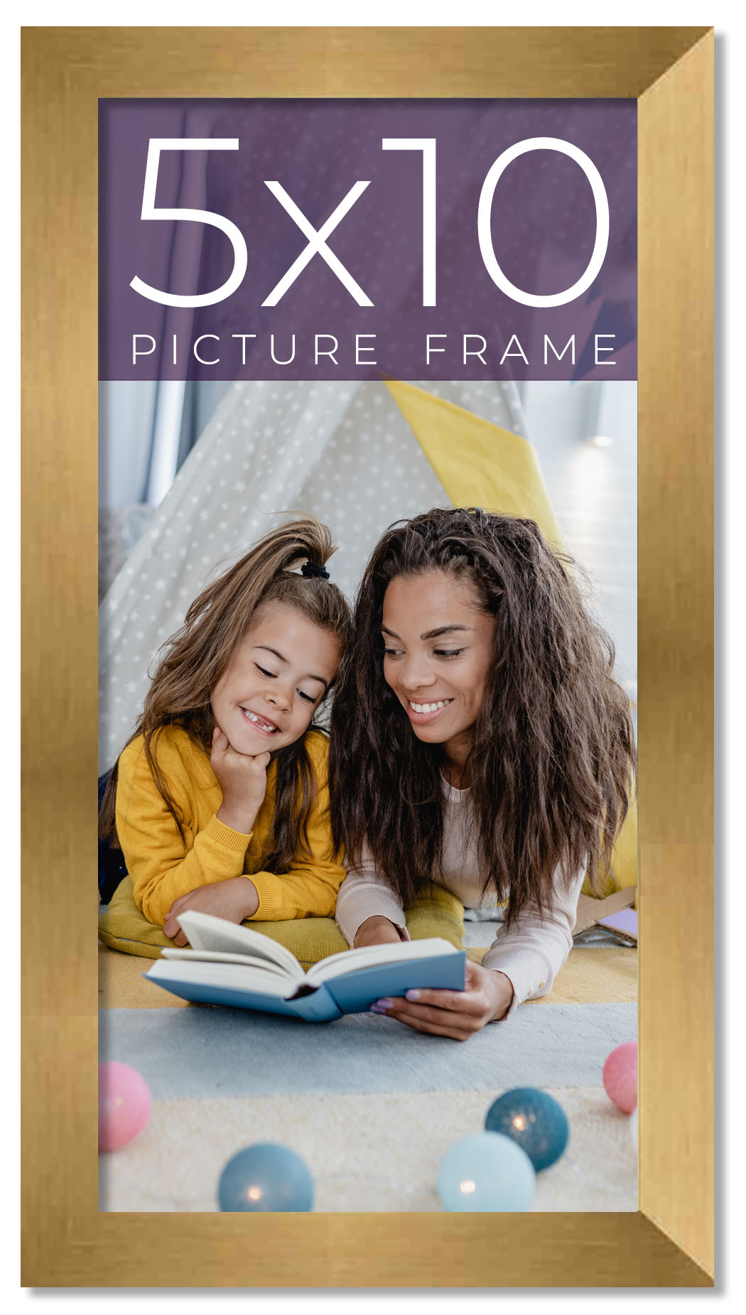 5×10 IN Frame Gold Bronze Solid Wood Picture Frame Width 0.75 Inches | Interior