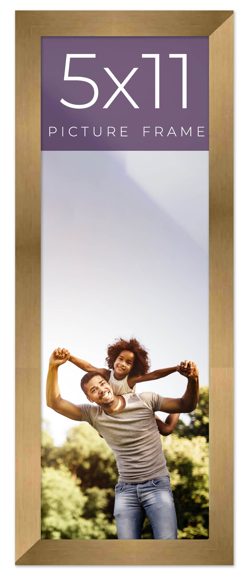 5×11 IN Frame Gold Bronze Solid Wood Picture Frame Width 0.75 Inches | Interior