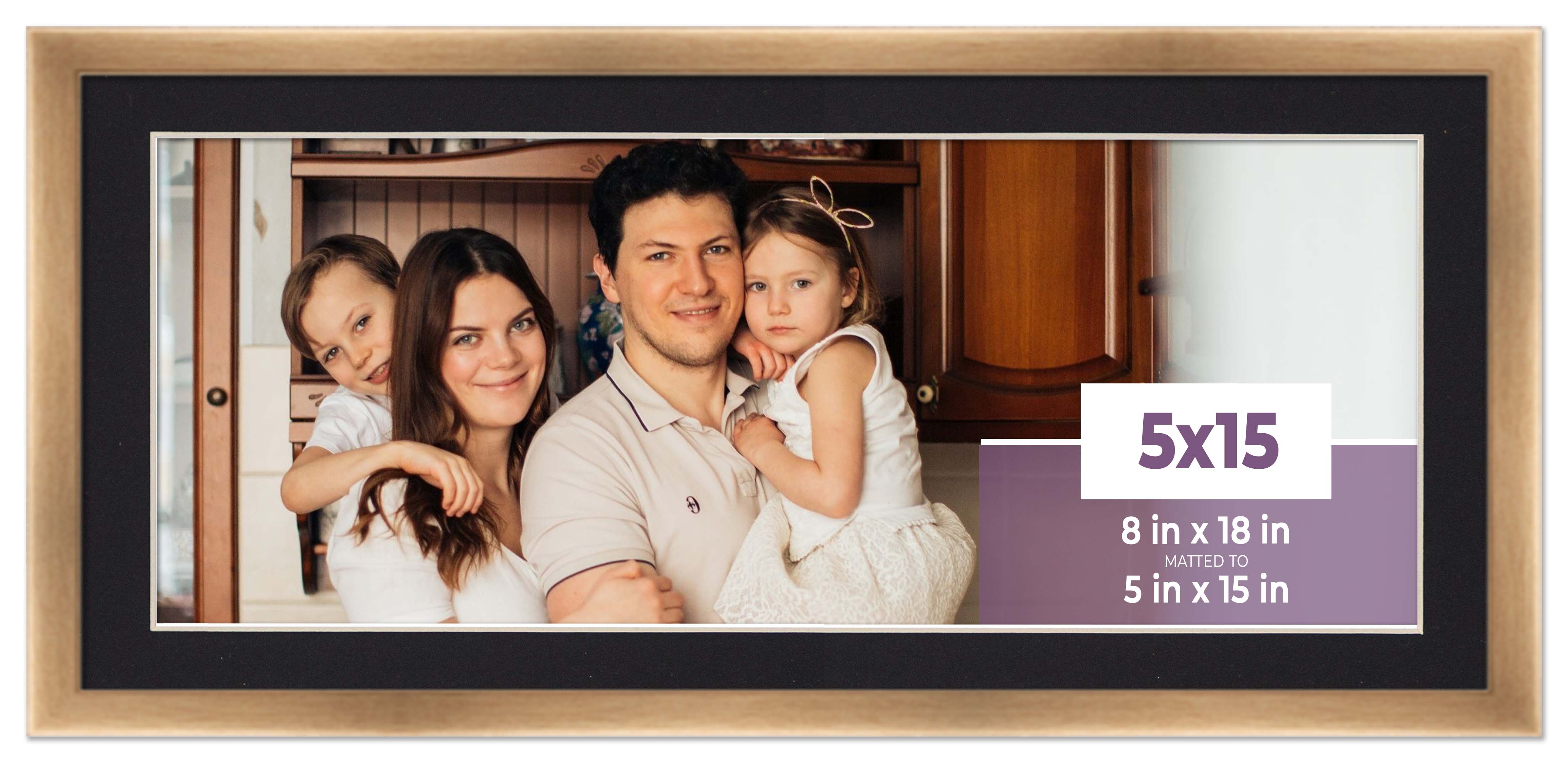 5×15 In Frame Bronze With Black Picture Mat For 5×15 In Photo – Bronze 8×18 Fram