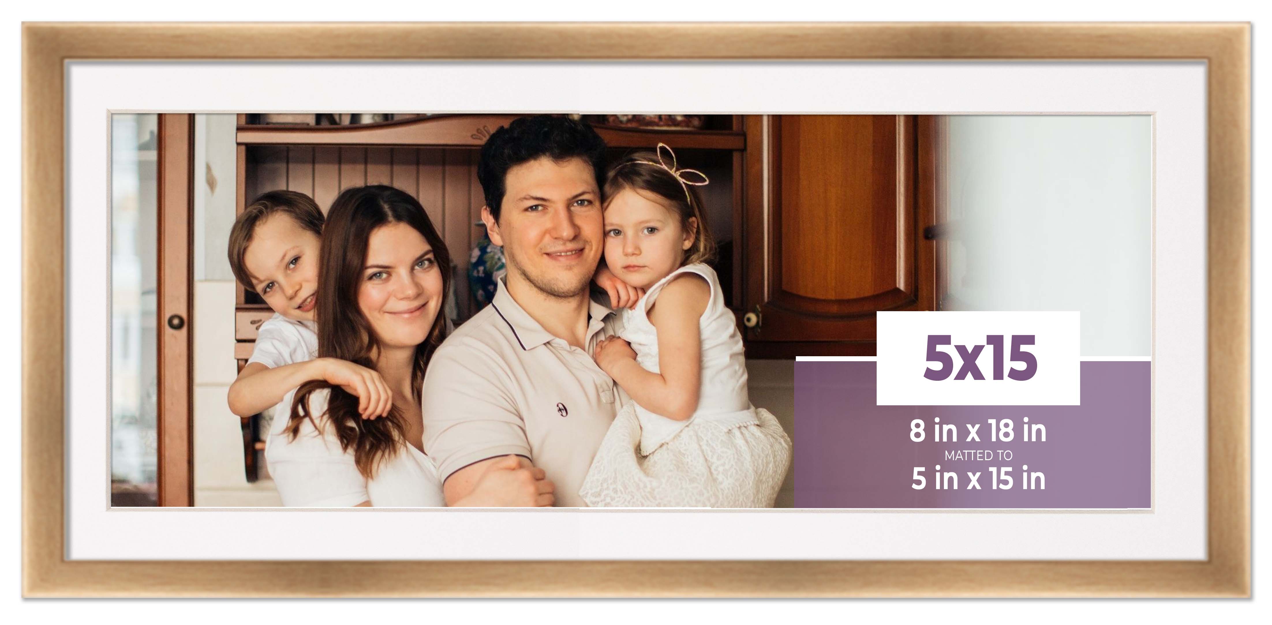 5×15 In Frame Bronze With White Picture Mat For 5×15 In Photo – Bronze 8×18 Fram