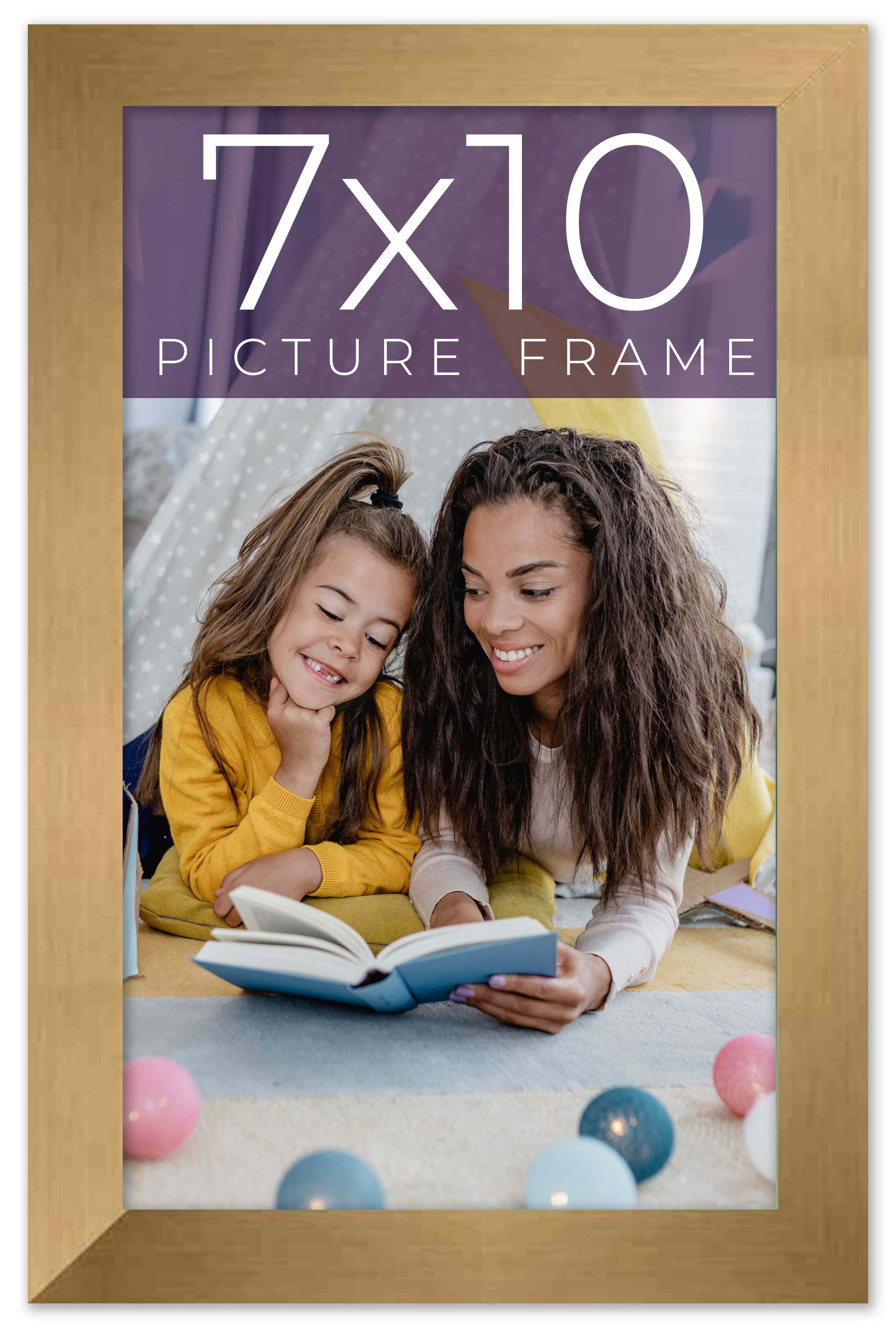 7x10 Frame Gold Bronze Solid Wood Picture Frame Width 0.75 Inches | Interior Fra main product image