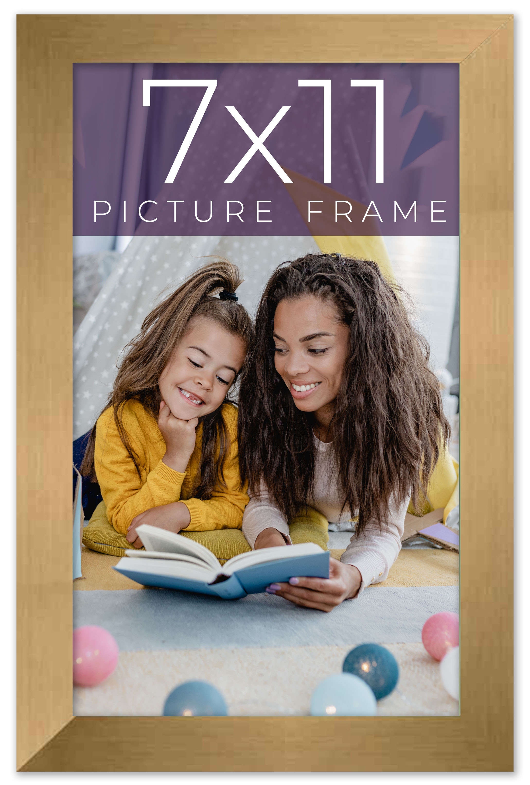 7×11 Frame Gold Bronze Solid Wood Picture Frame Width 0.75 Inches | Interior Fra