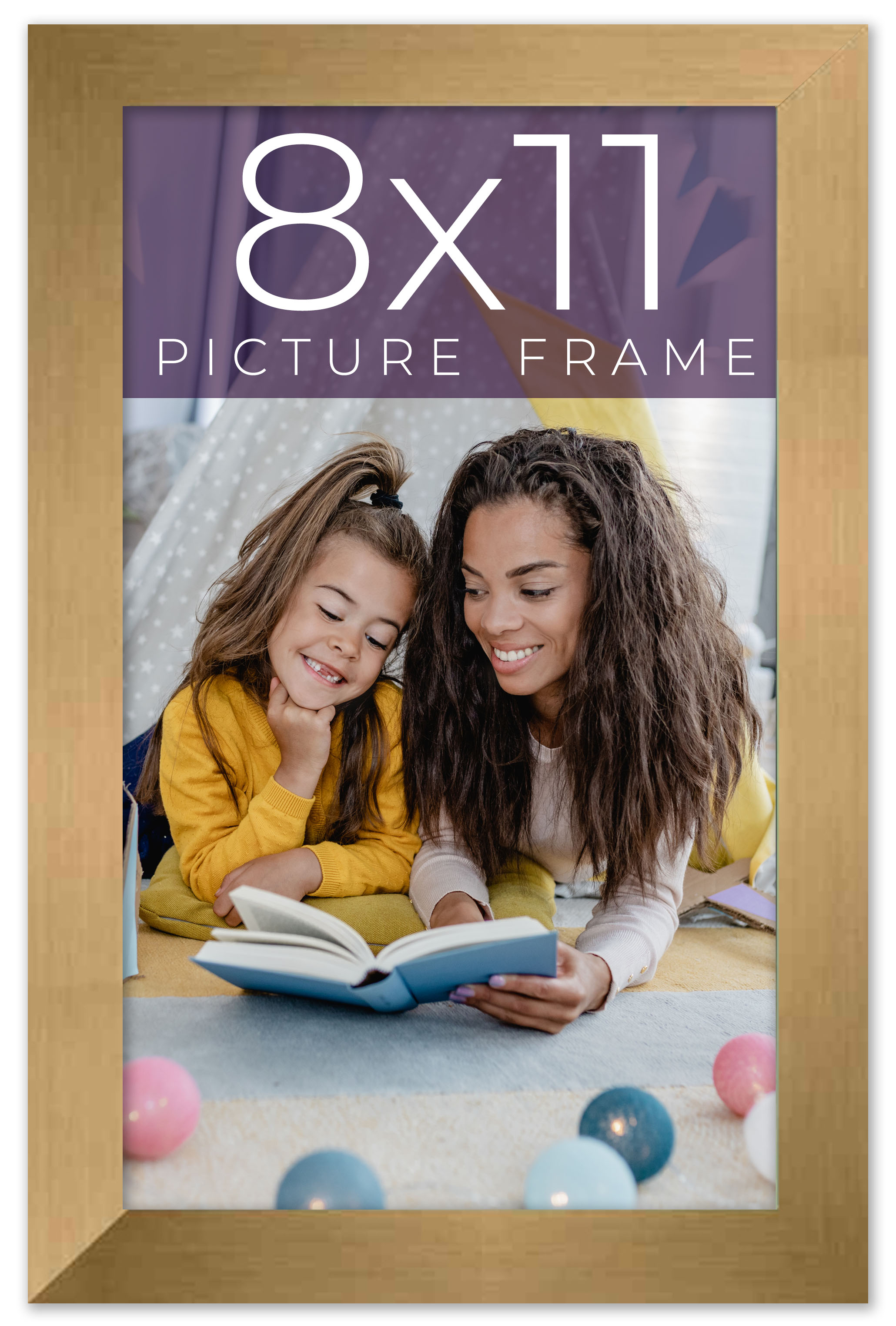 8x11 Frame Gold Bronze Solid Wood Picture Frame Width 0.75 Inches | Interior Fra main product image