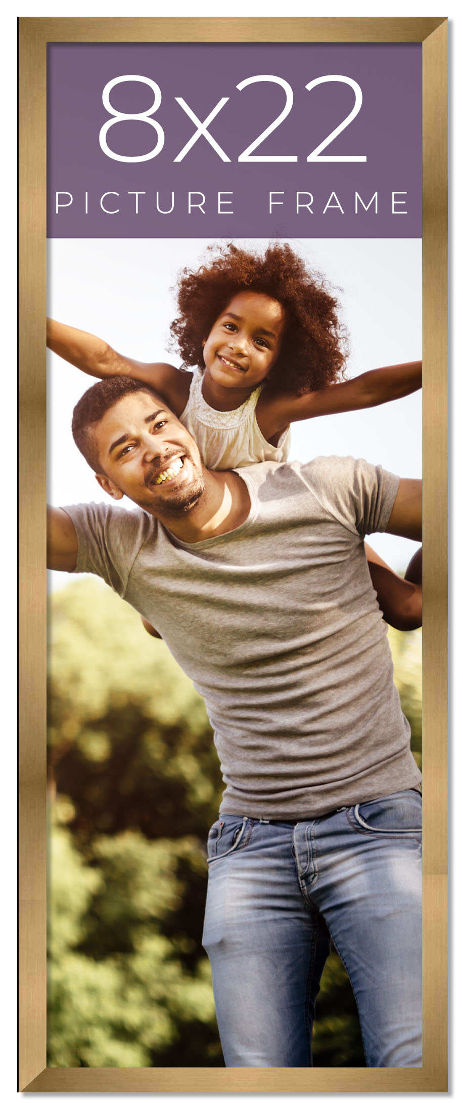 8x22 Frame Gold Bronze Solid Wood Picture Frame Width 0.75 Inches | Interior Fra main product image