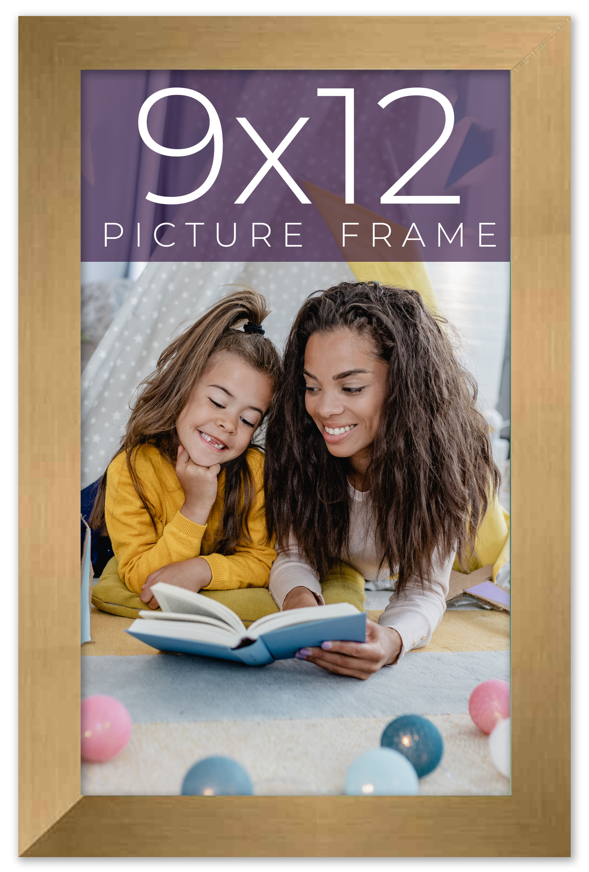 9x12 Frame Gold Bronze Solid Wood Picture Frame Width 0.75 Inches | Interior Fra main product image
