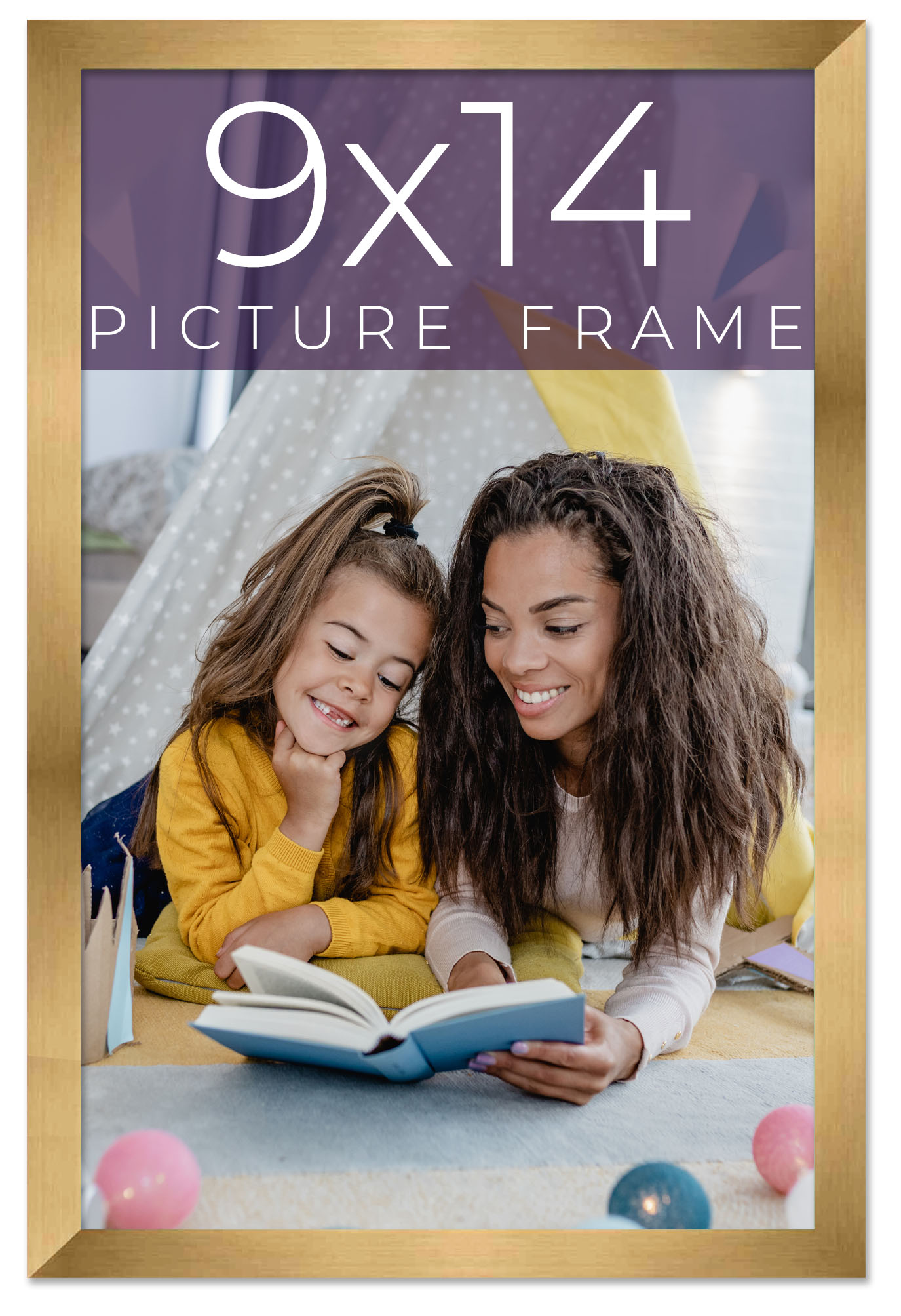 9x14 Frame Gold Bronze Solid Wood Picture Frame Width 0.75 Inches | Interior Fra main product image