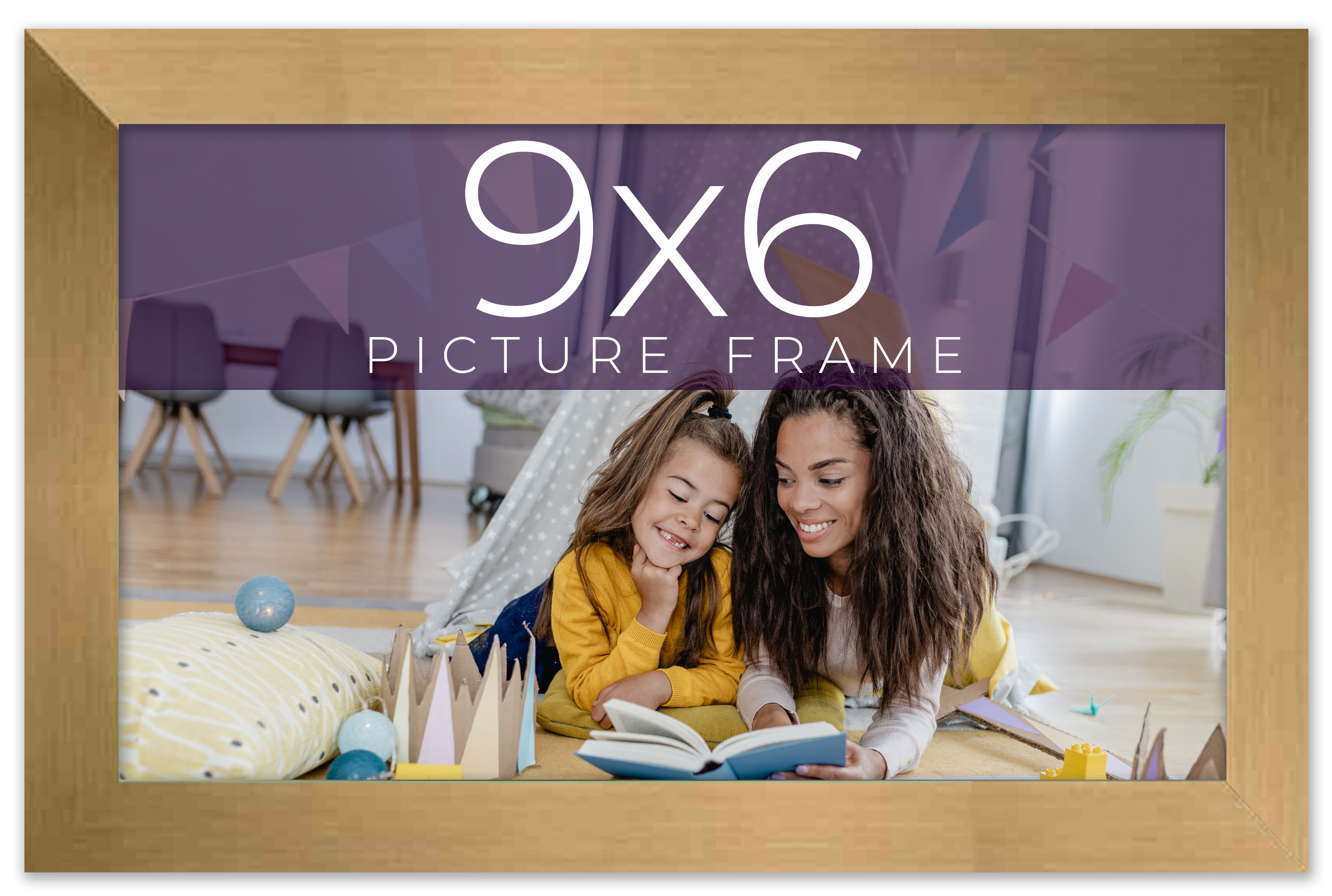 9×6 Frame Gold Bronze Solid Wood Picture Frame Width 0.75 Inches | Interior Fram