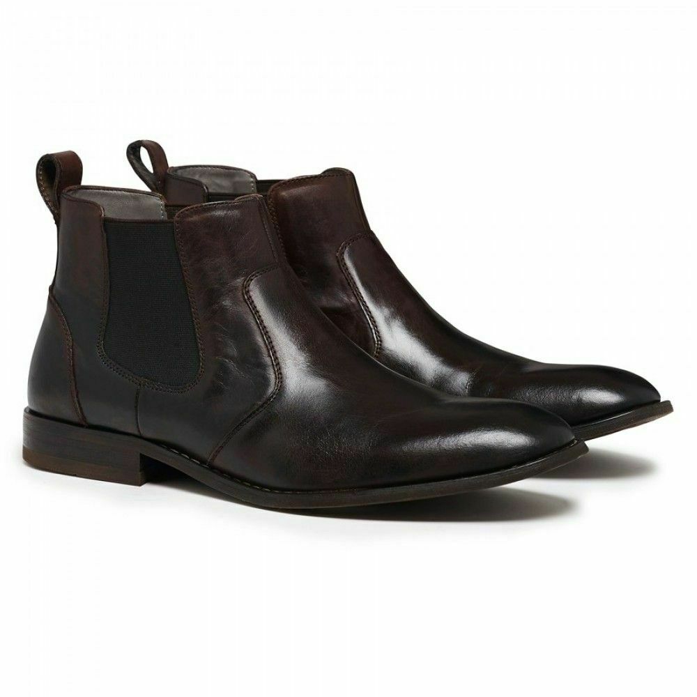 Julius Marlow Harry Boots Black Brown Oily Pull On Leather Chelsea Shoes Boot - Picture 9 of 10