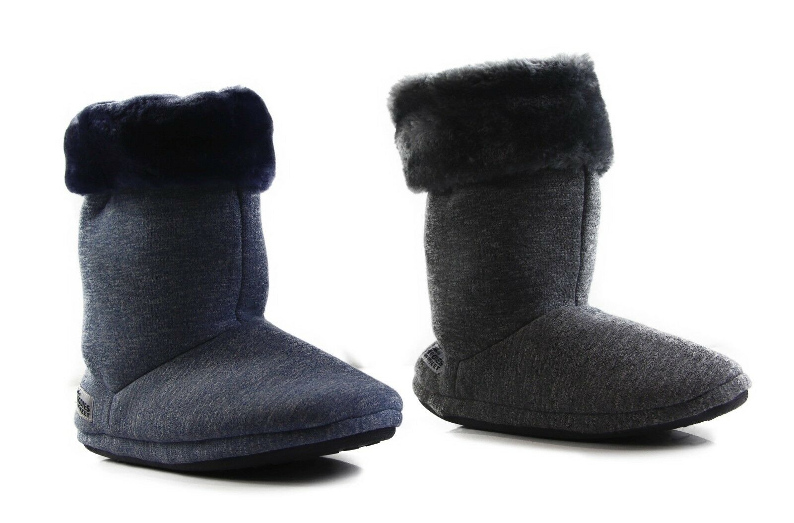 grey fluffy slipper boots
