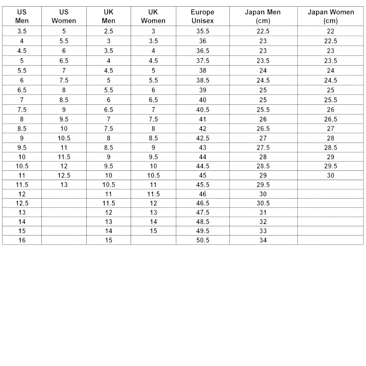 Size Chart