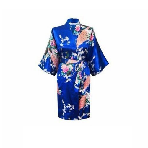 Bride Bridesmaid Gown Robe Satin Dressing Kimono Short Floral Bridal Wedding - Picture 8 of 11
