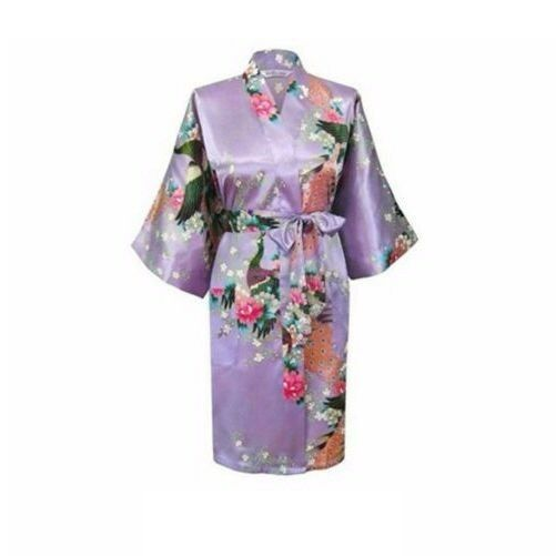 Bride Bridesmaid Gown Robe Satin Dressing Kimono Short Floral Bridal Wedding - Picture 10 of 11