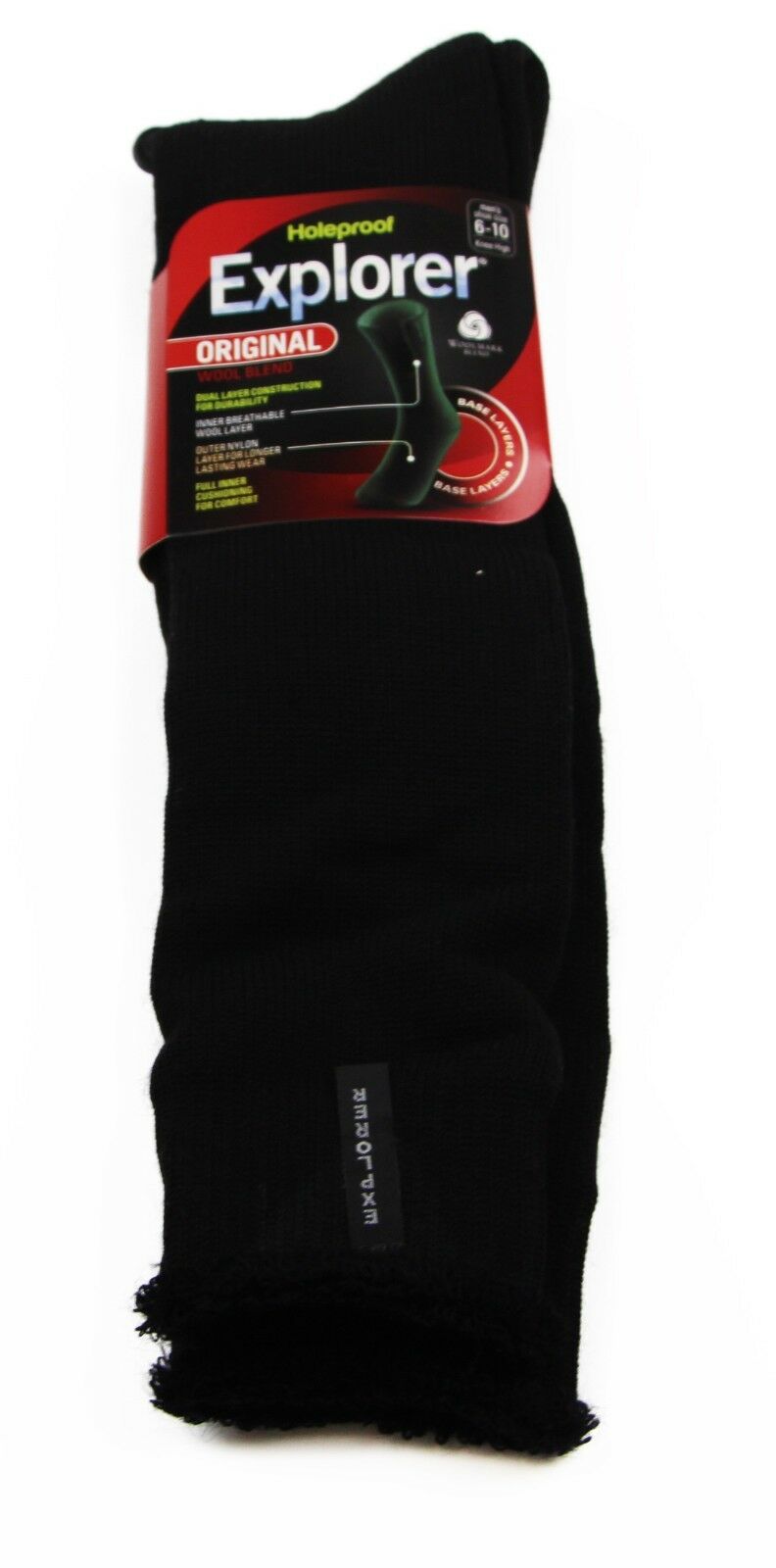 5 X Pairs Long Mens Original Holeproof Explorer Wool Socks Black Warm
