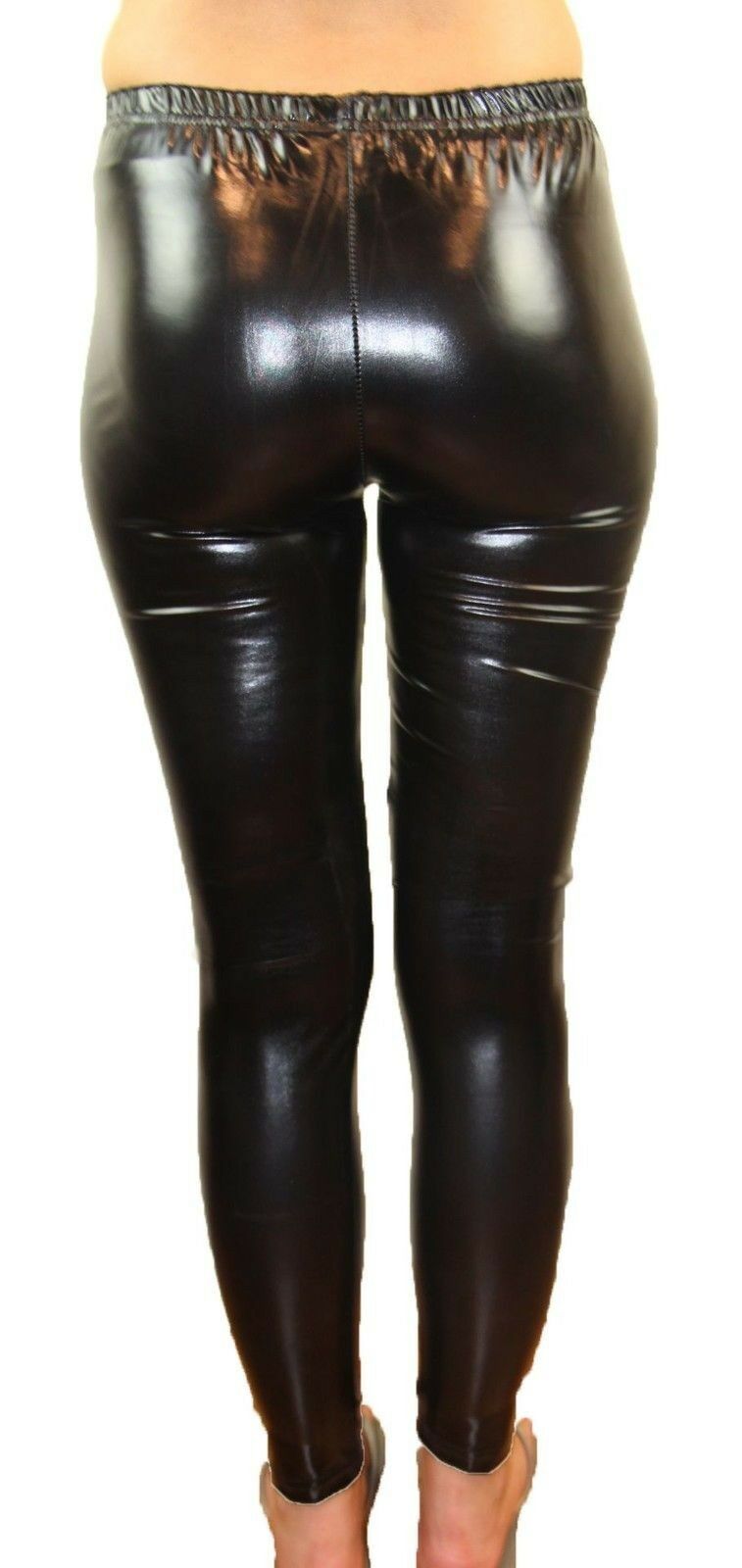 Shiny Metallic Leggings Womens Pants Ladies Gold Silver Black Blue - Picture 9 of 26