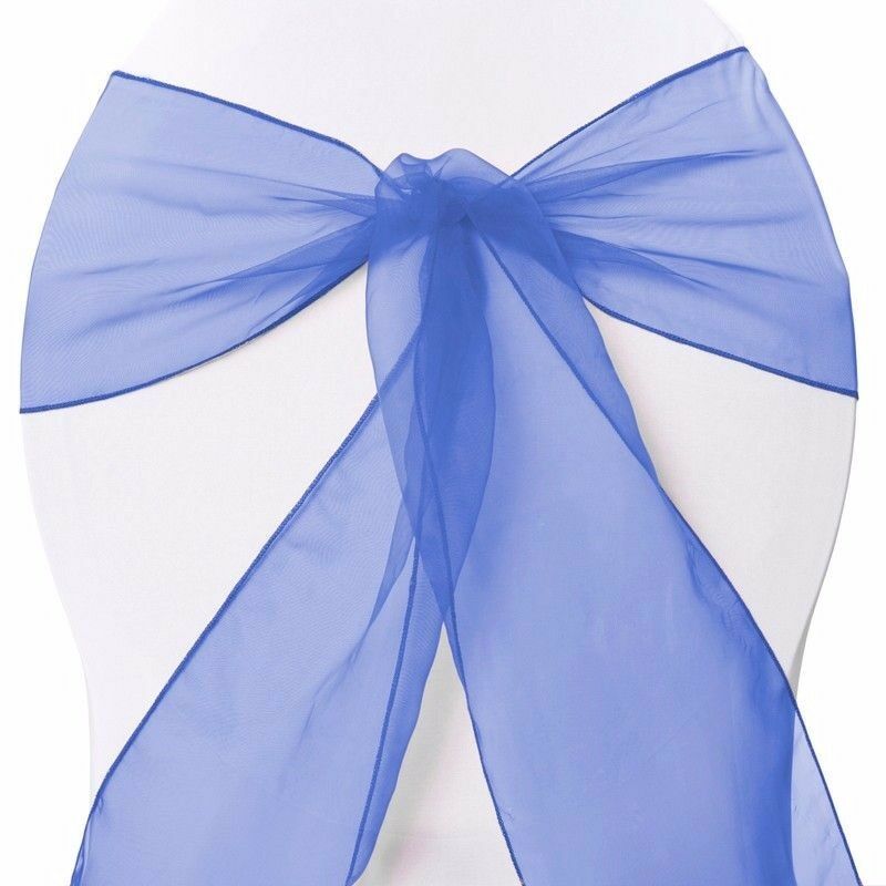 25 X Organza Bows Chair Sashes Wedding Engagement Black White Silver Seat Bow - Picture 13 of 14