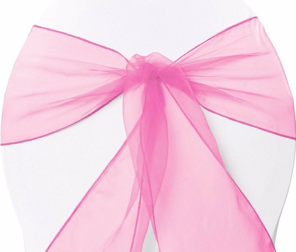 25 X Organza Bows Chair Sashes Wedding Engagement Black White Silver Seat Bow - Picture 9 of 14