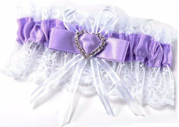 Bridal Garter Wedding Lace Satin Bow White Crystal Heart Leg Band Diamante - Picture 8 of 10