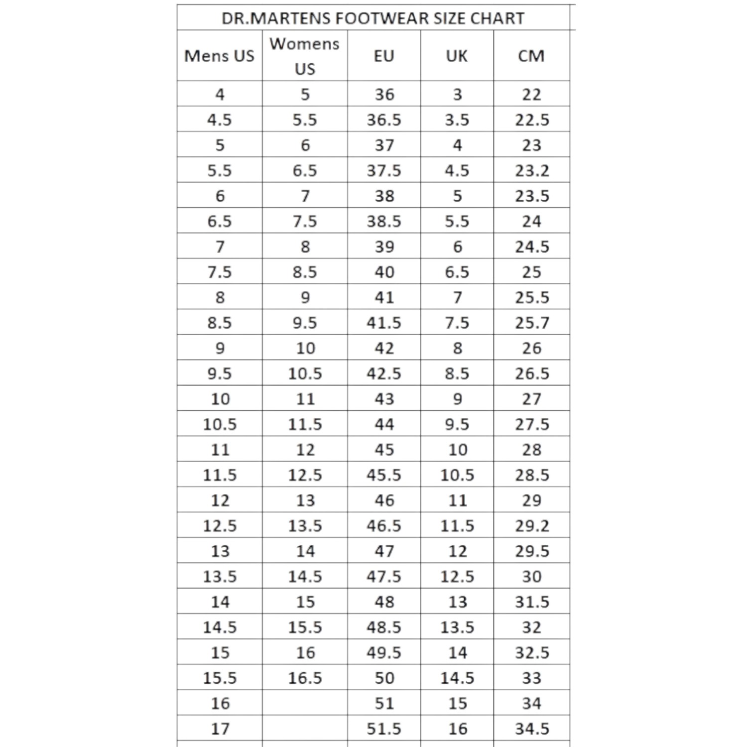 Size Chart
