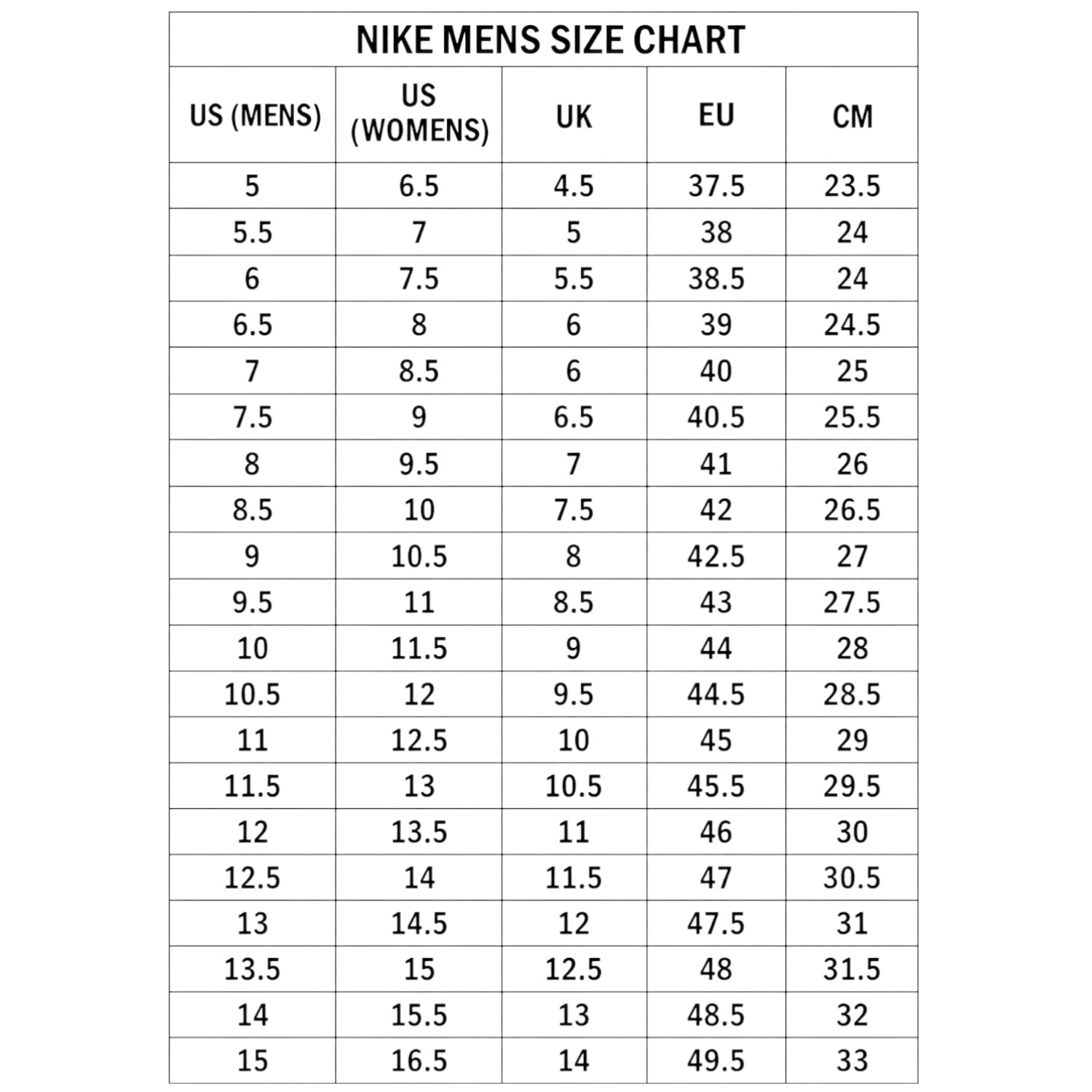 Size Chart