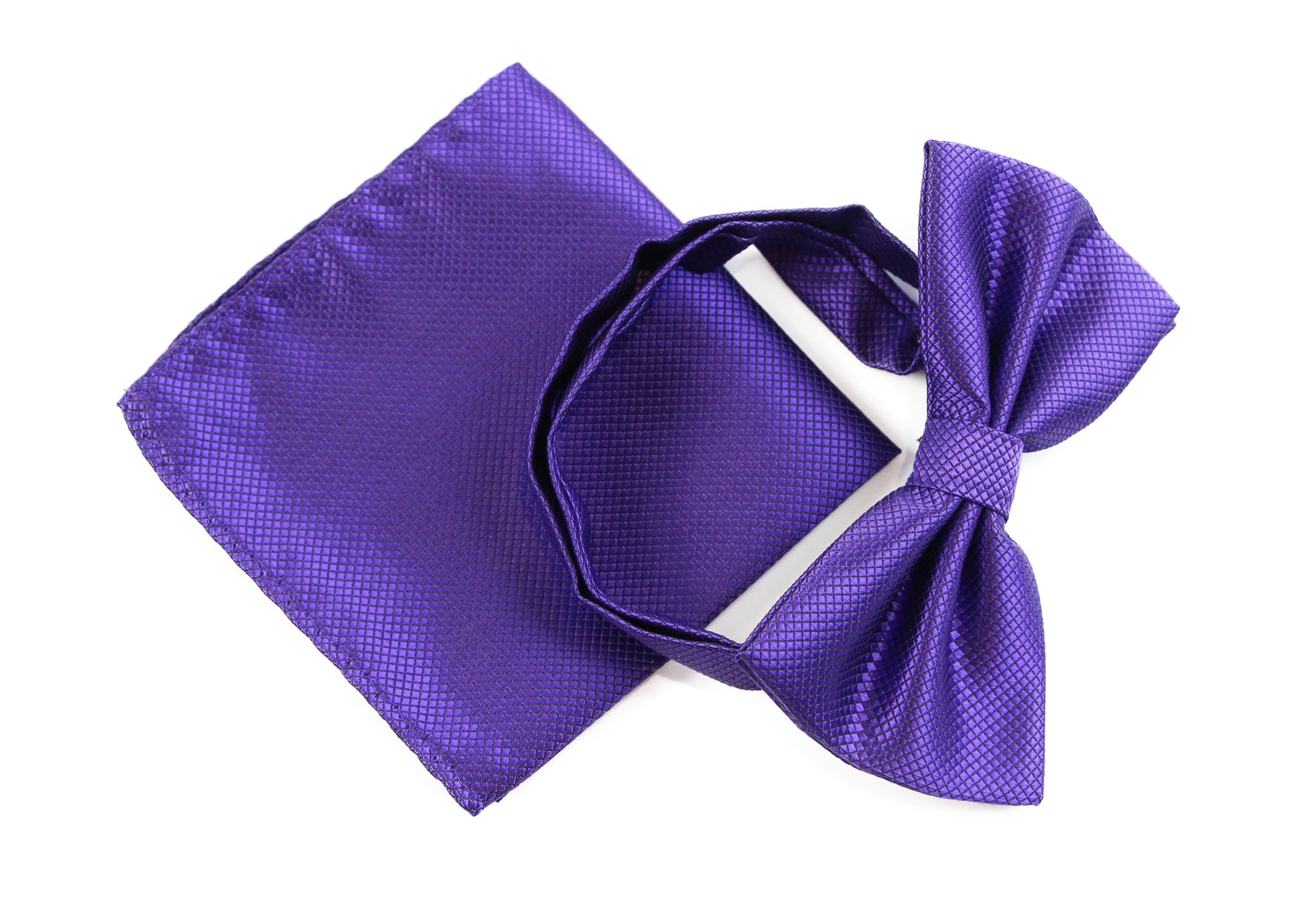 Check Bow Tie + Matching Pocket Square Hanky Handkerchief Black Blue 2Pc Set - Picture 7 of 24
