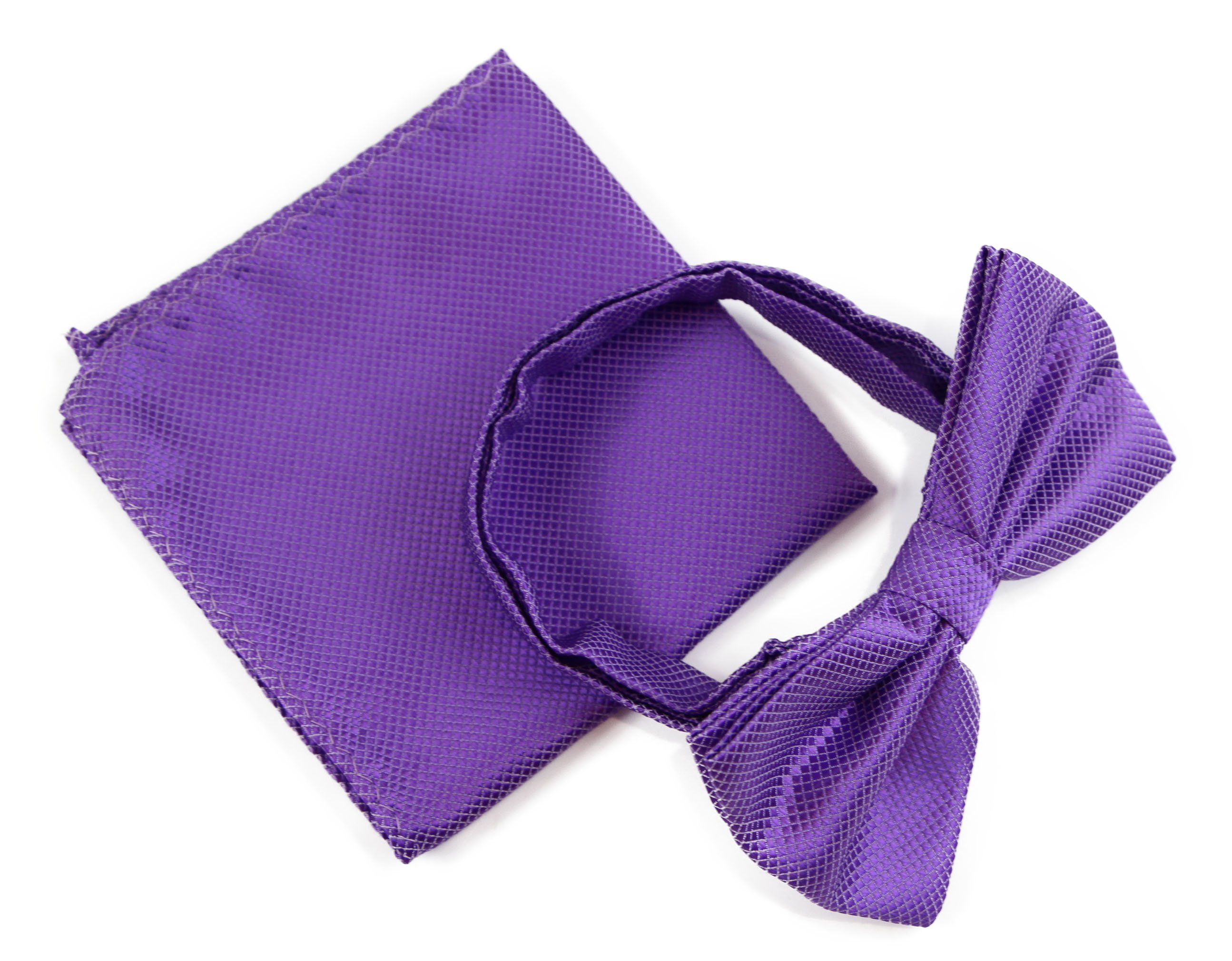 Check Bow Tie + Matching Pocket Square Hanky Handkerchief Black Blue 2Pc Set - Picture 20 of 24