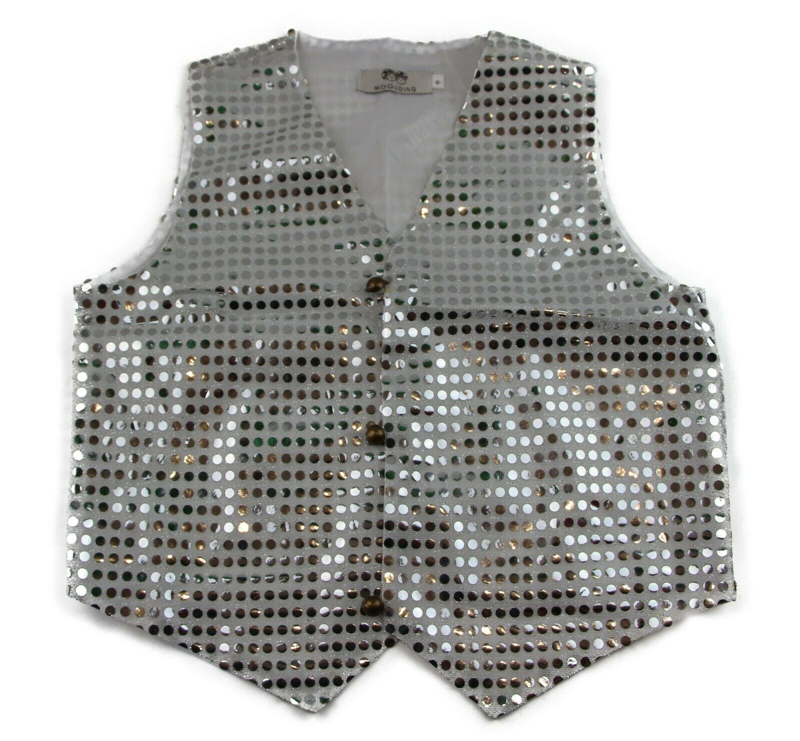 Sequin Vest Waistcoat Tie Boys Girls Dance Costume Black Gold Silver Purple Red - Picture 37 of 53