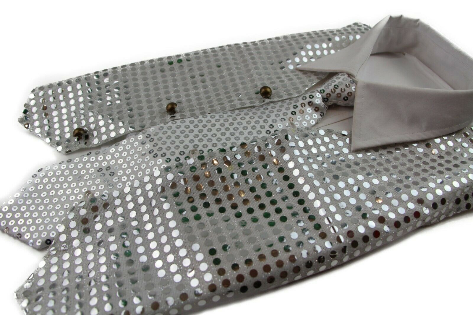 Sequin Vest Waistcoat Tie Boys Girls Dance Costume Black Gold Silver Purple Red - Picture 42 of 53