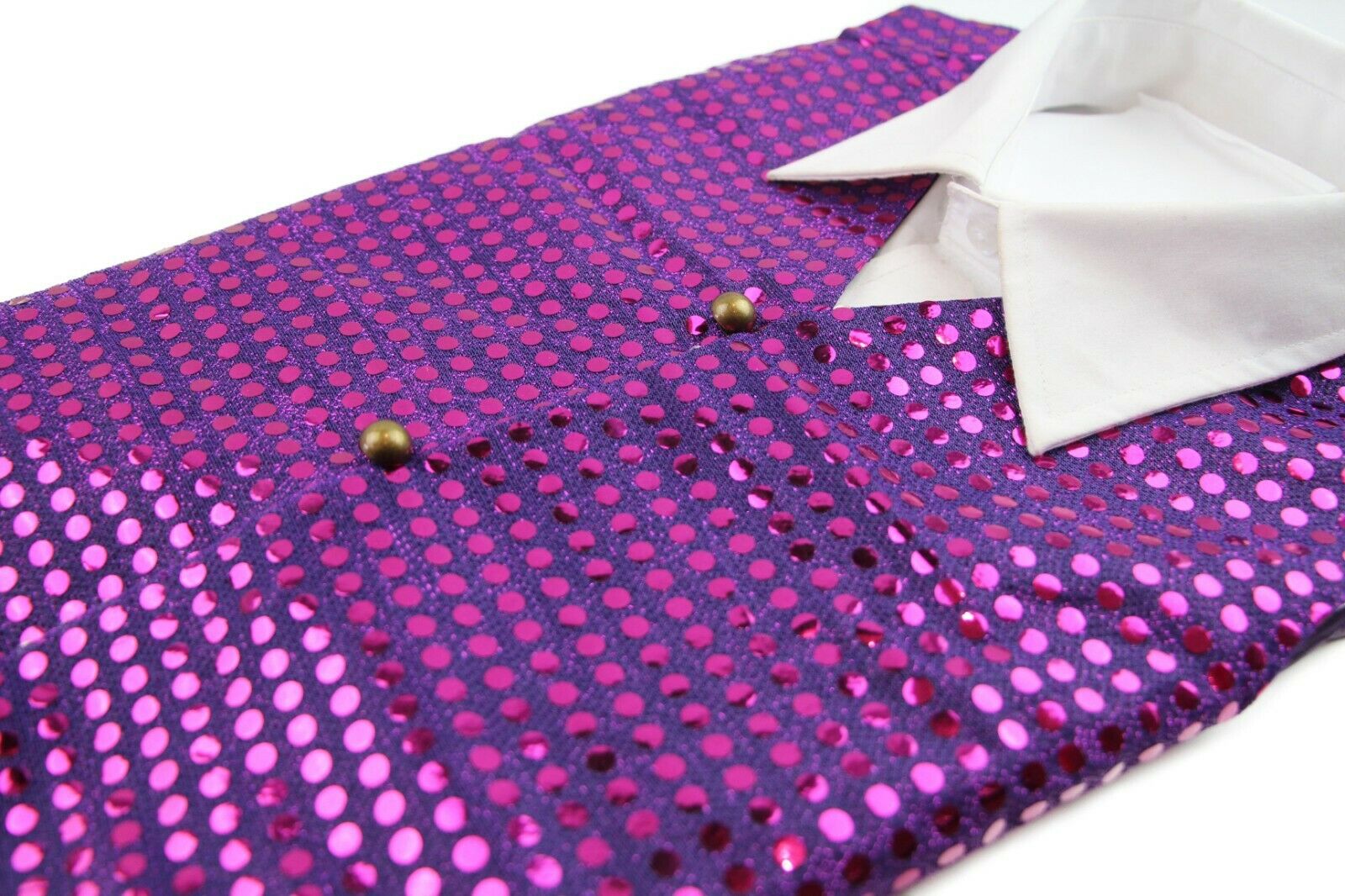 Sequin Vest Waistcoat Tie Boys Girls Dance Costume Black Gold Silver Purple Red - Picture 18 of 53